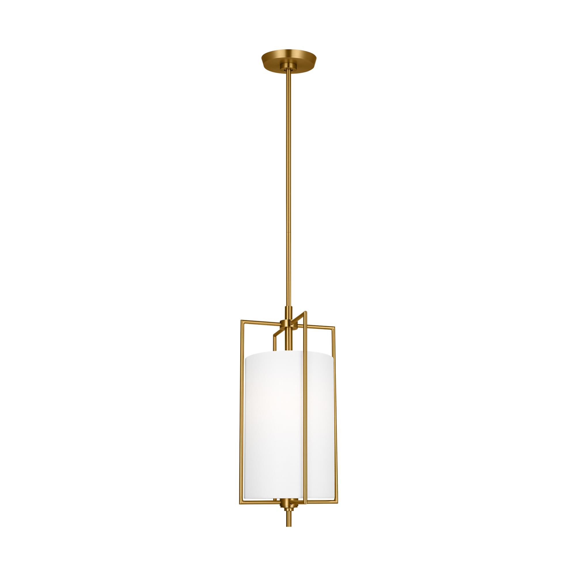 Shown in Burnished Brass finish and White LinenLinen shade