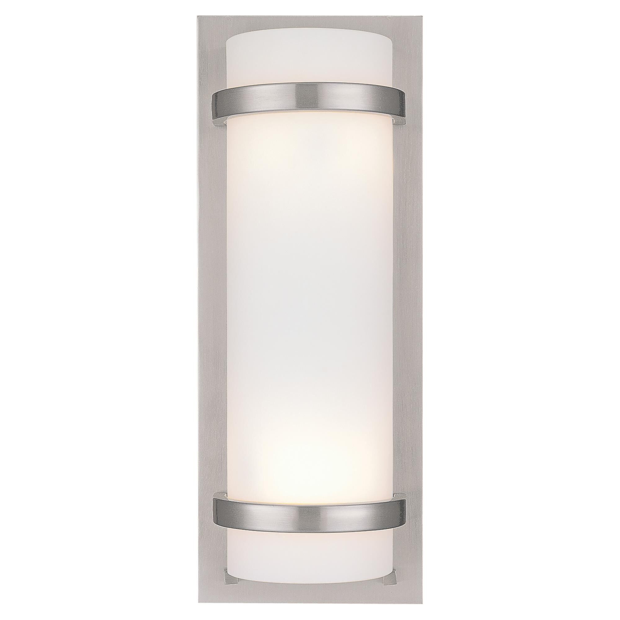 Shown in Brushed Nickel finish and Etched White glass
