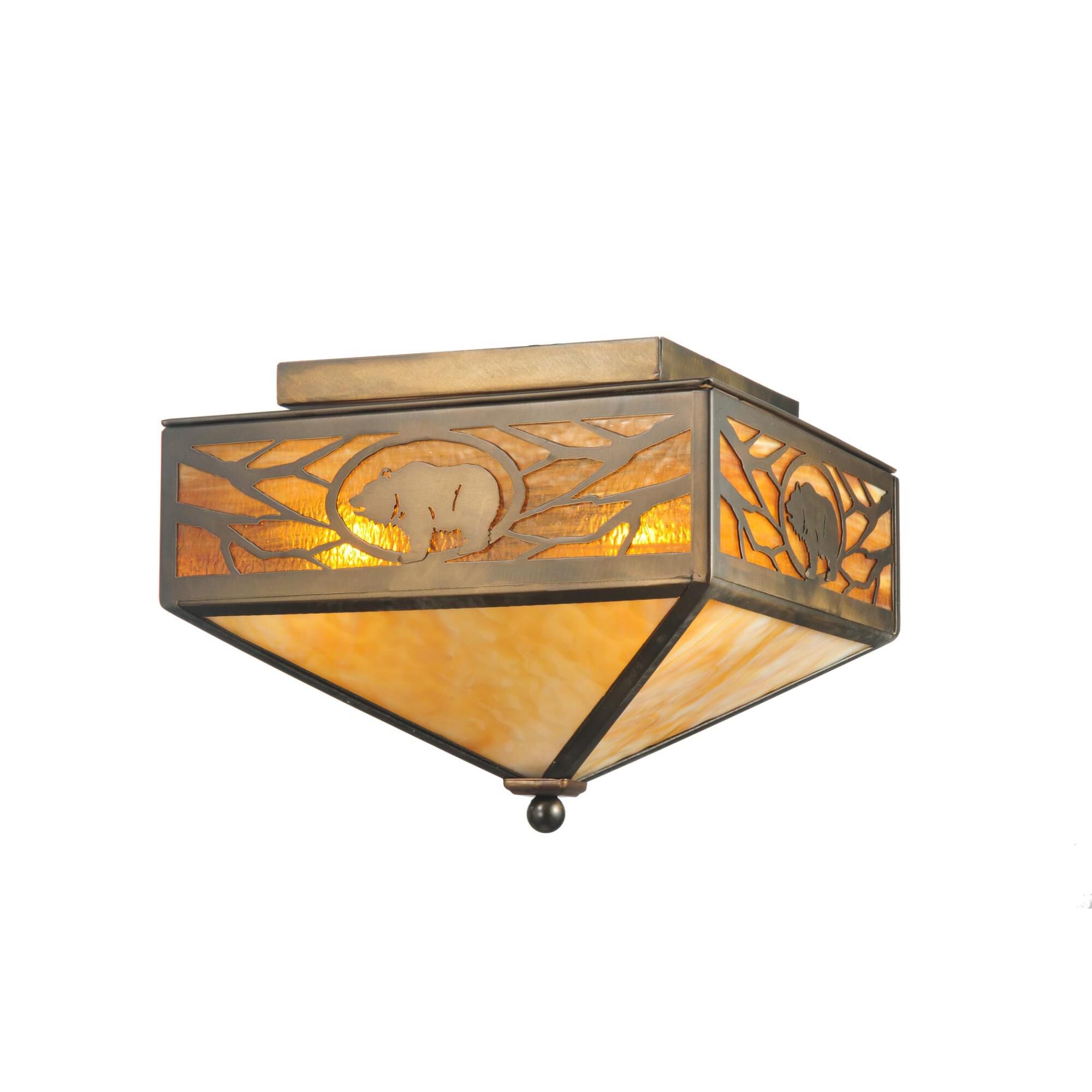 Lone Grizzly Bear 17 Inch 2 Light Flush Mount by Meyda Lighting