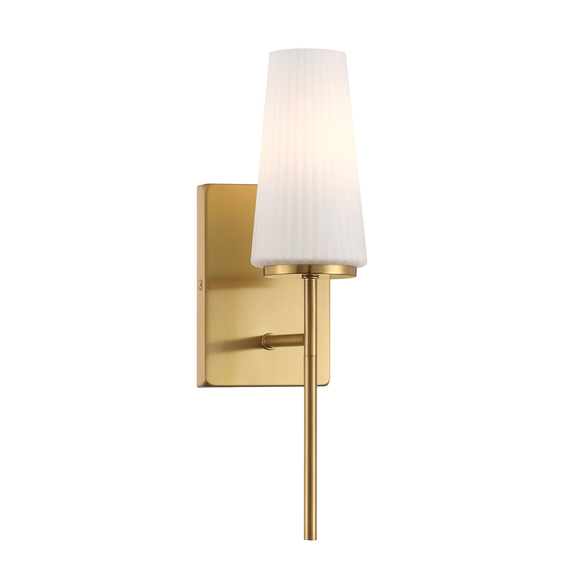 Shown in Natural Brass finish and Fluted White Opal glass