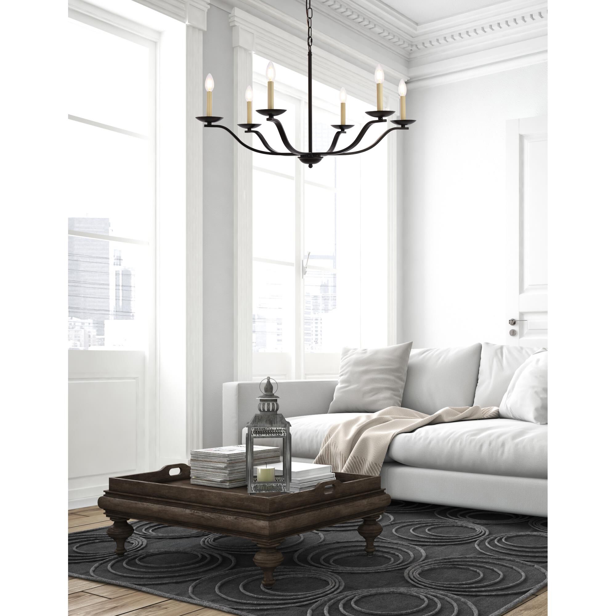 Trey 36 Inch 6 Light Chandelier by Elegant Lighting
