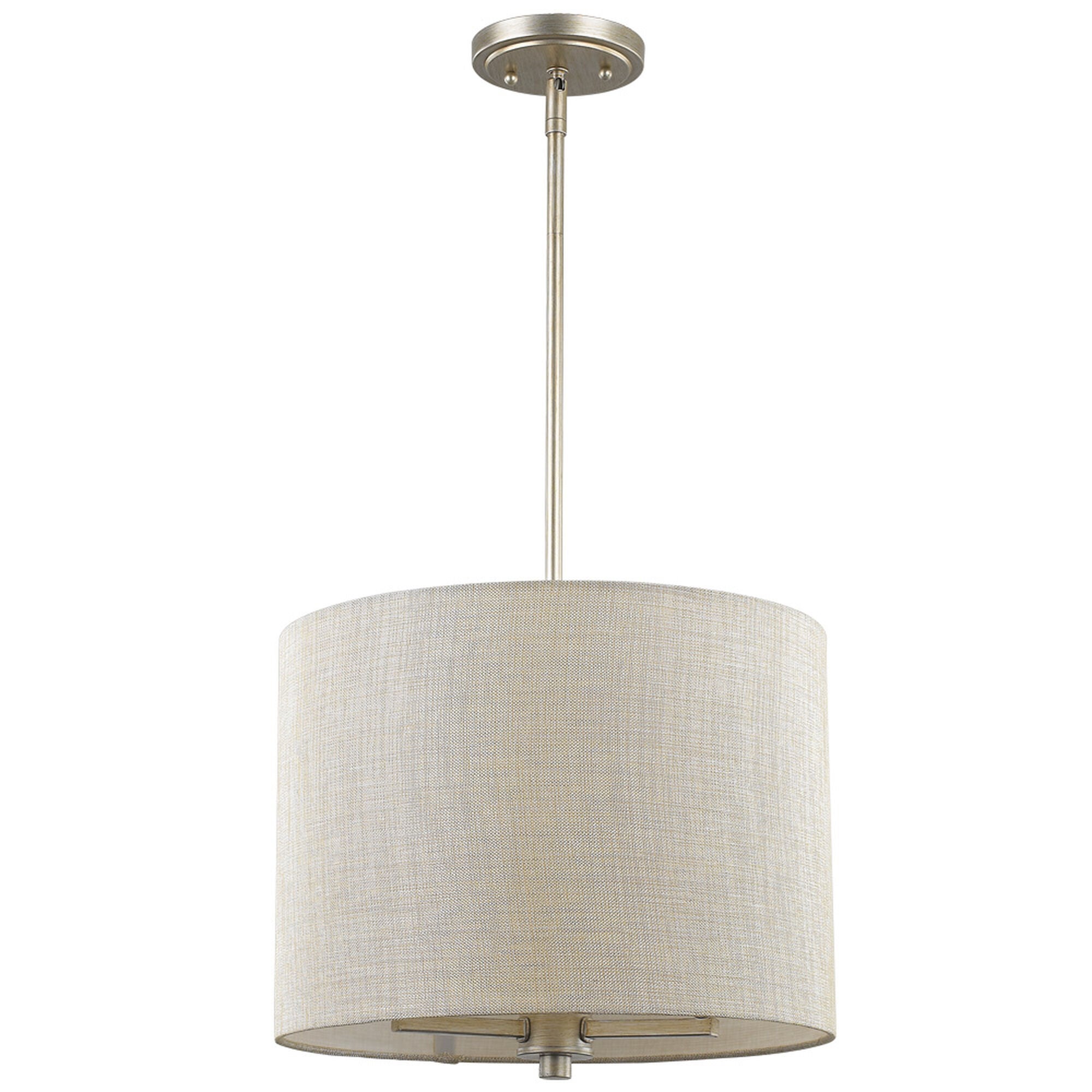 Shown in Washed Gold finish and Washed Gold/White glass and Washed Gold And White Hardback Fabric shade