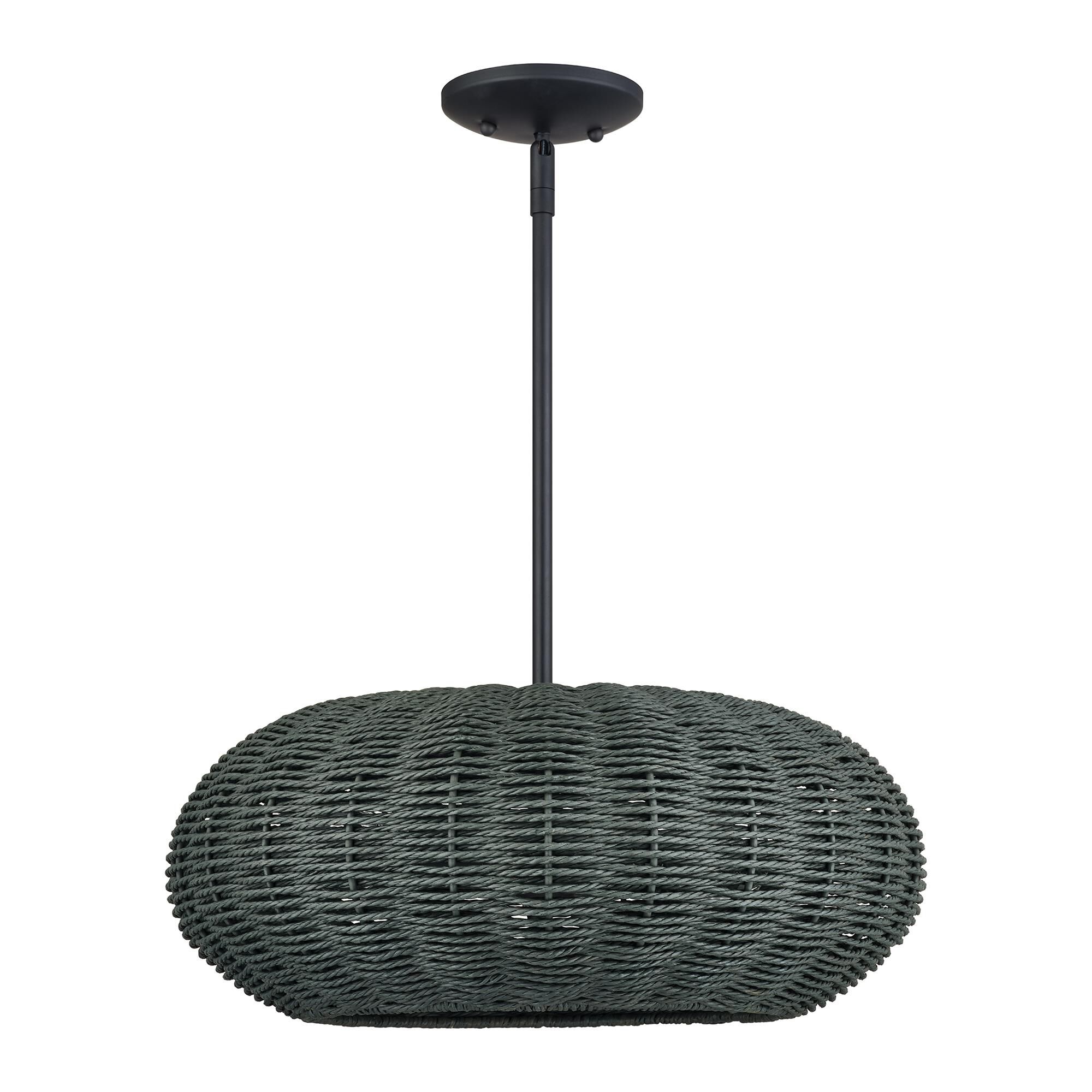 Shown in Black finish and Hand-Woven Midnight Black Color Paper Rope shade