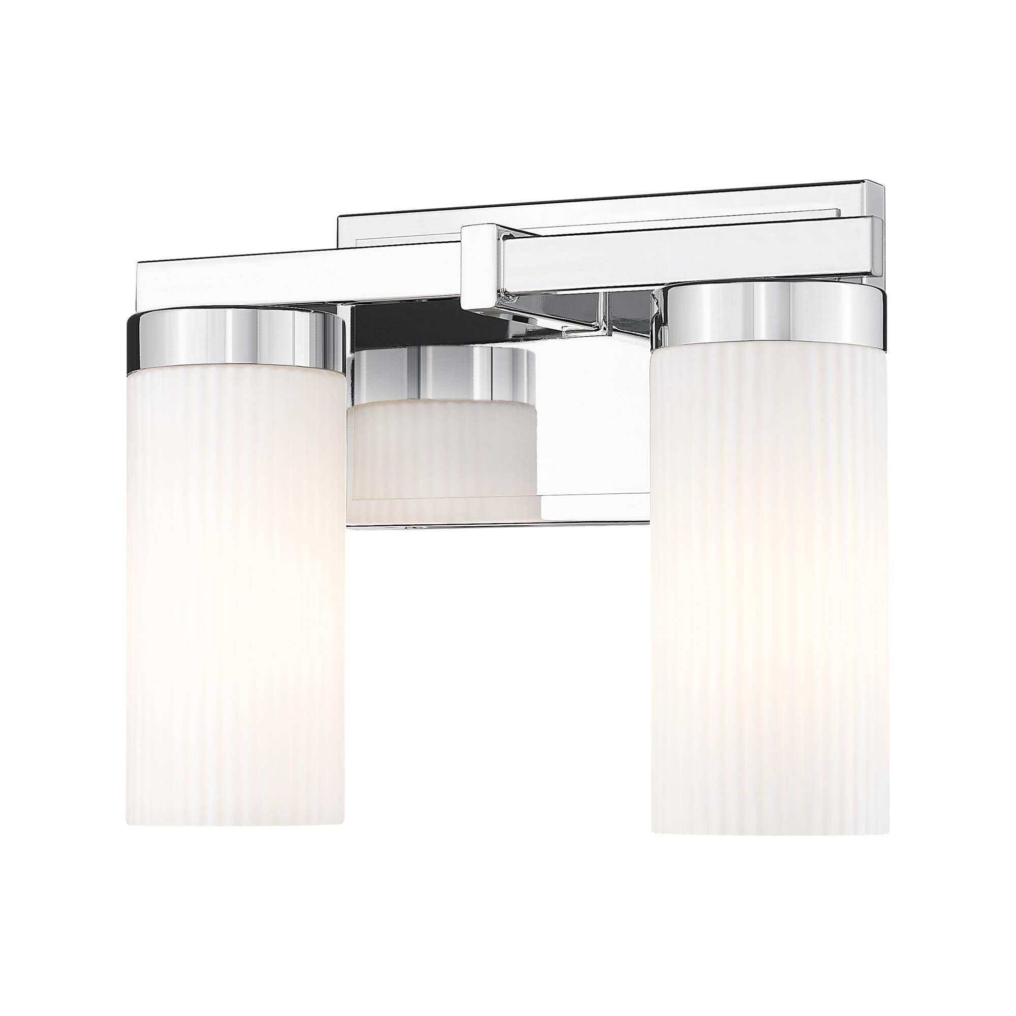 Shown in Chrome finish and White glass and White shade