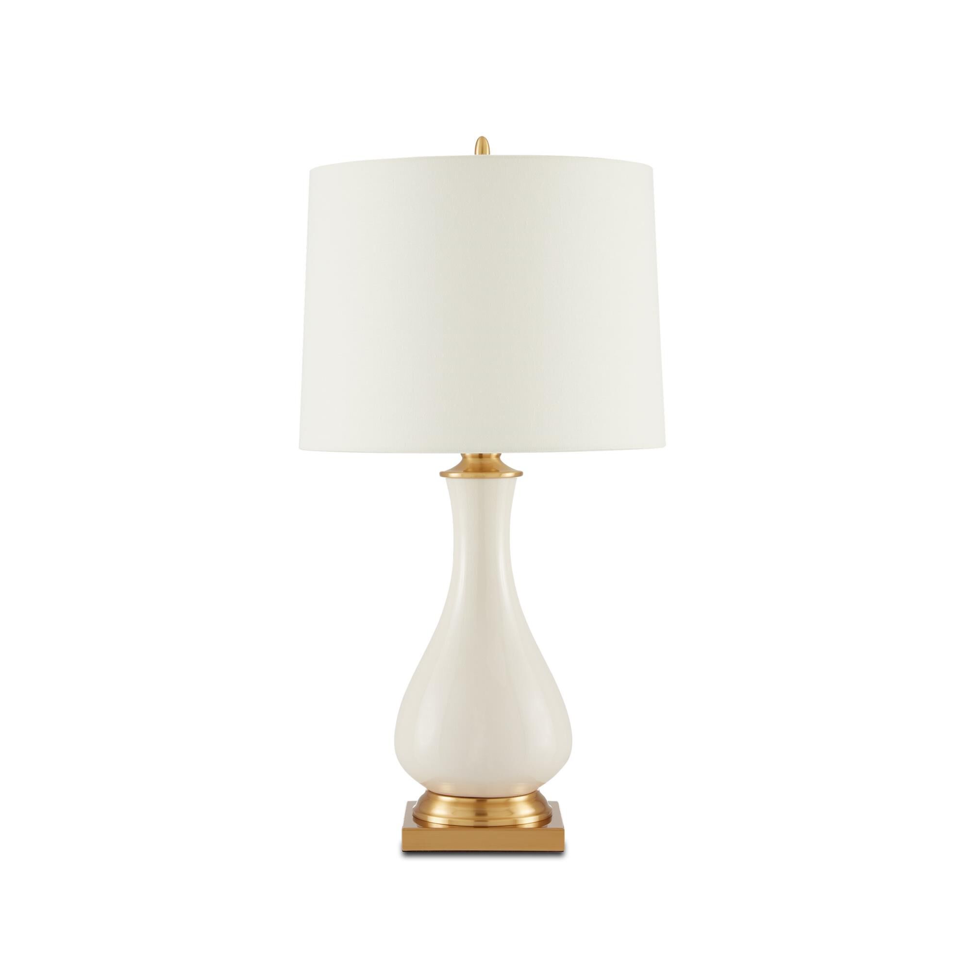 Shown in Cream Crackle/Brass finish and Included shade