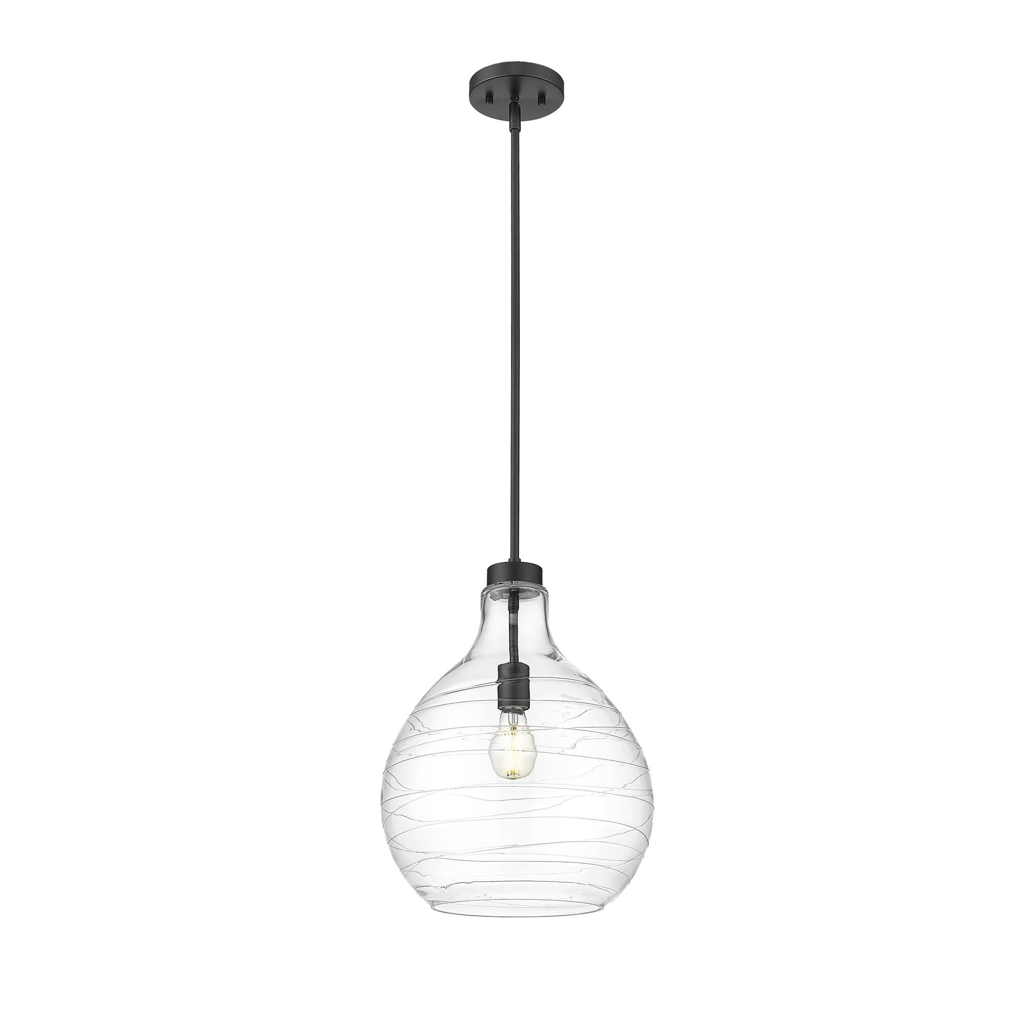 Shown in Matte Black finish and Clear glass and Clear shade