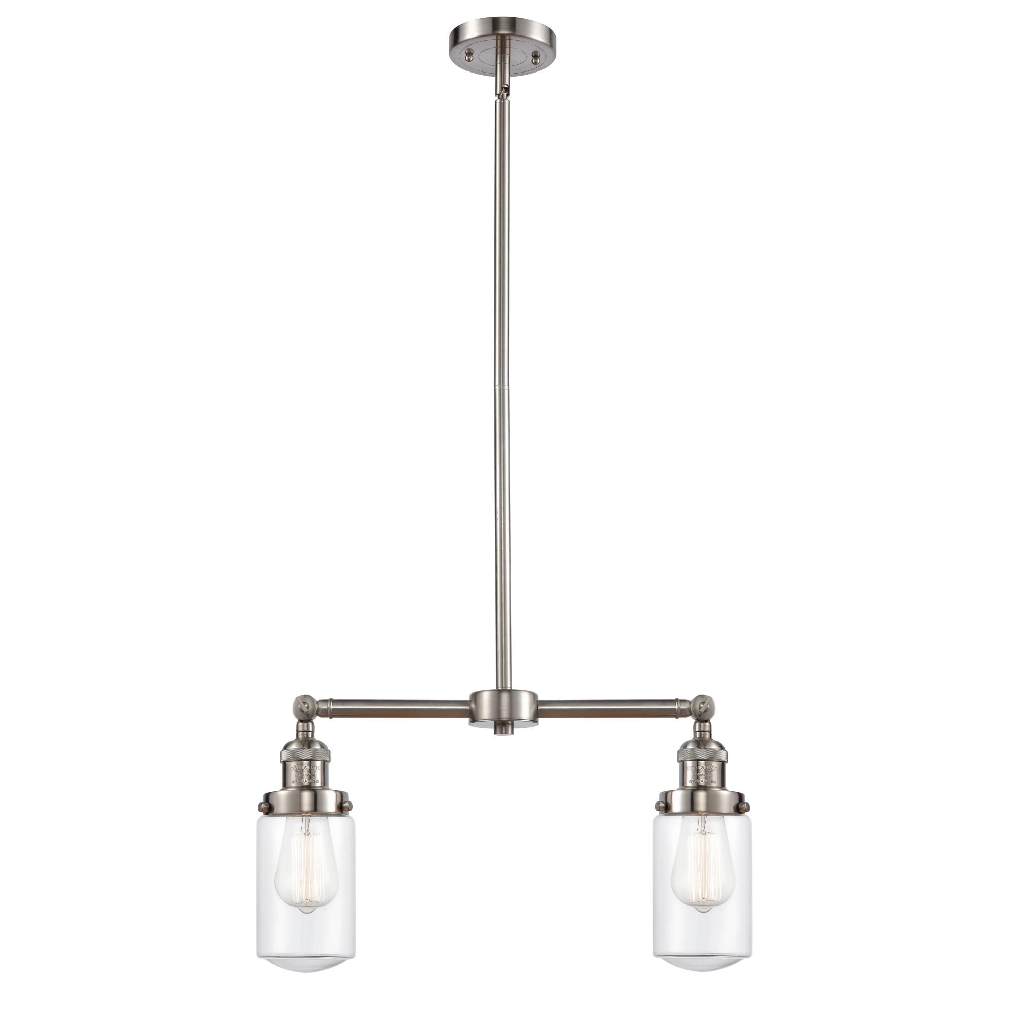 Shown in Brushed Satin Nickel finish and Schoolhouse glass and Glass shade