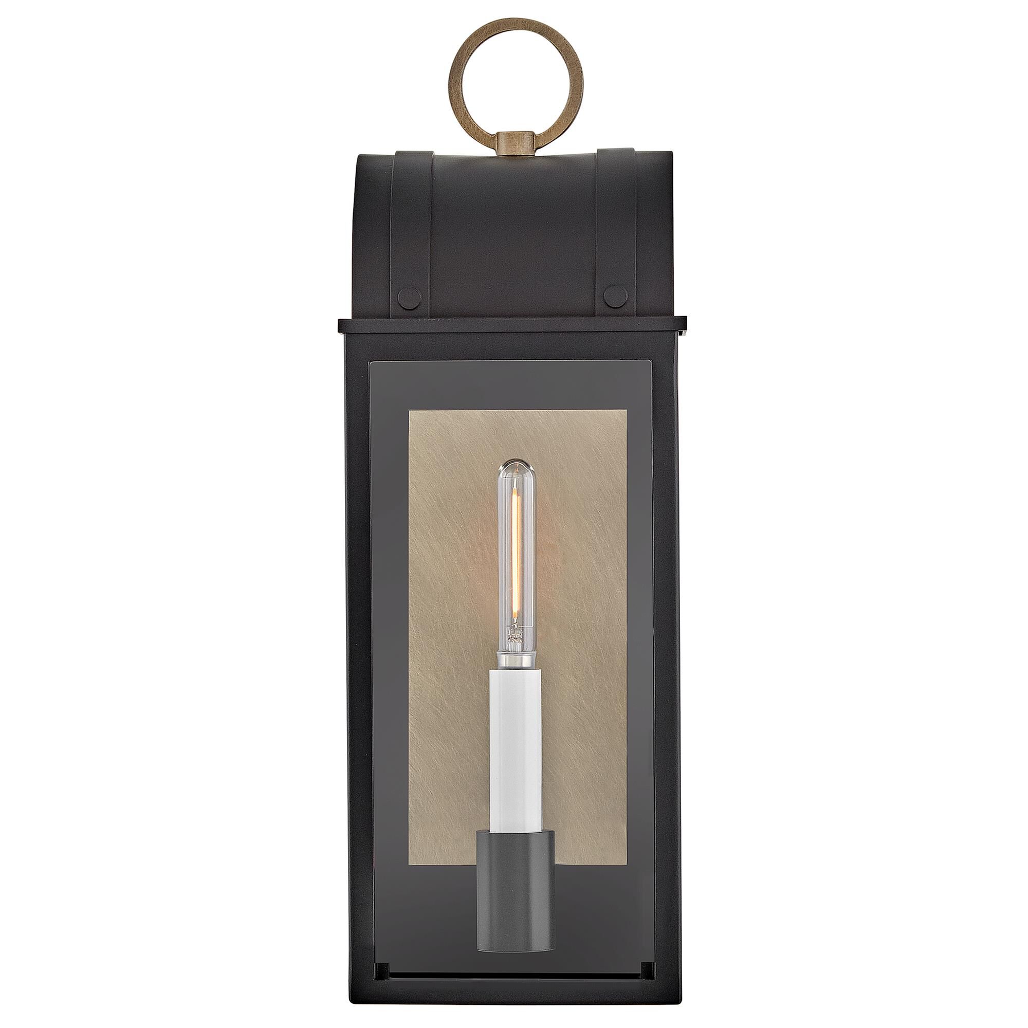 Shown in Black finish and Clear glass and Burnished Bronze accent