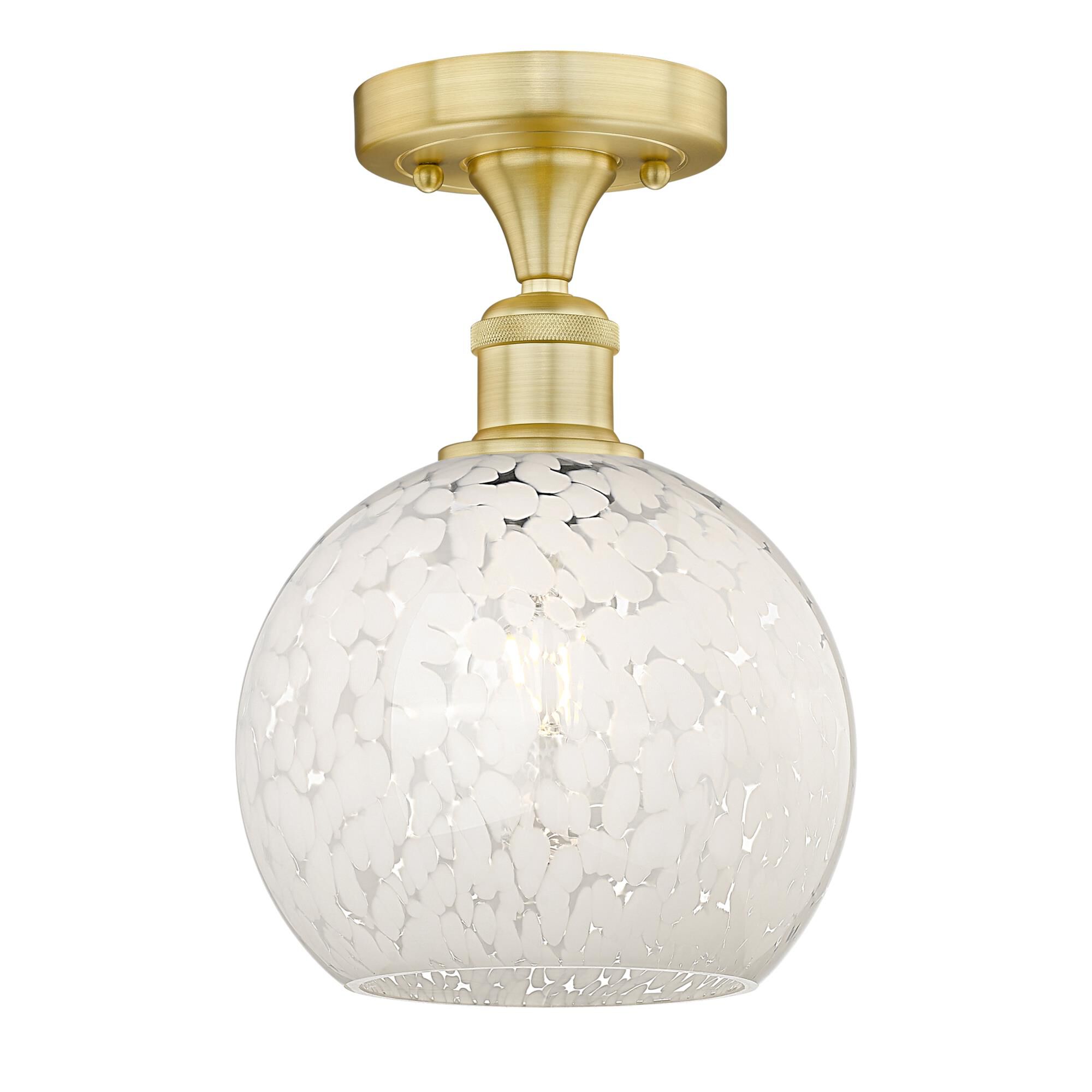 Shown in Satin Gold finish and White Mouchette glass