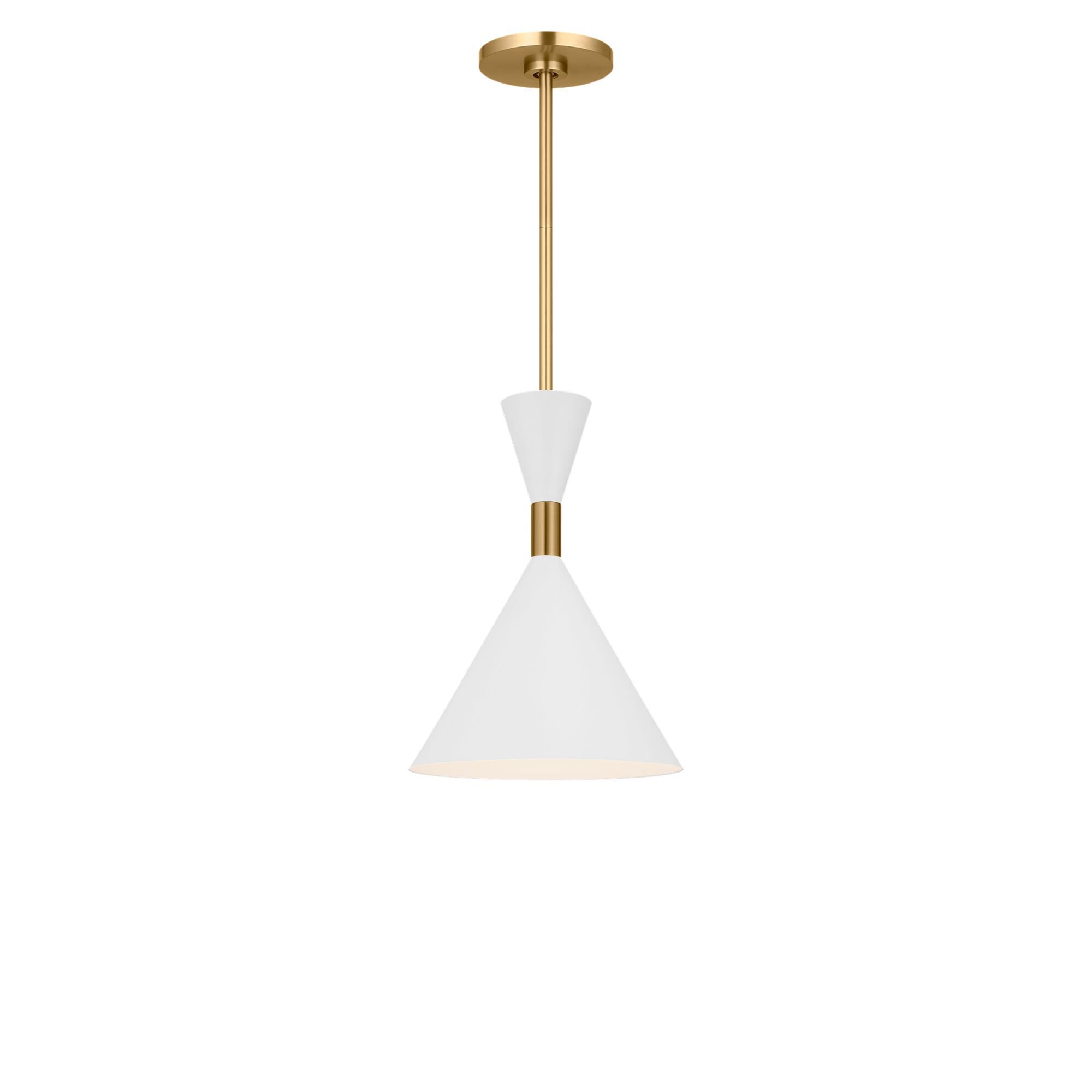 Shown in Burnished Brass finish and Metal shade