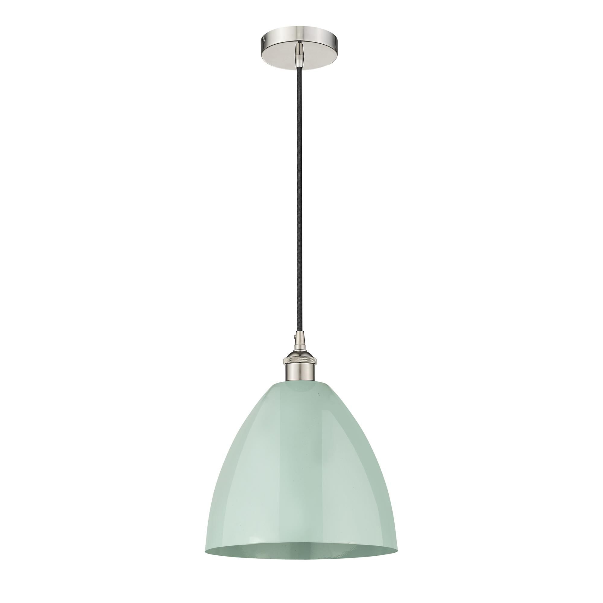 Shown in Polished Nickel finish and Seafoam Plymouth Dome shade