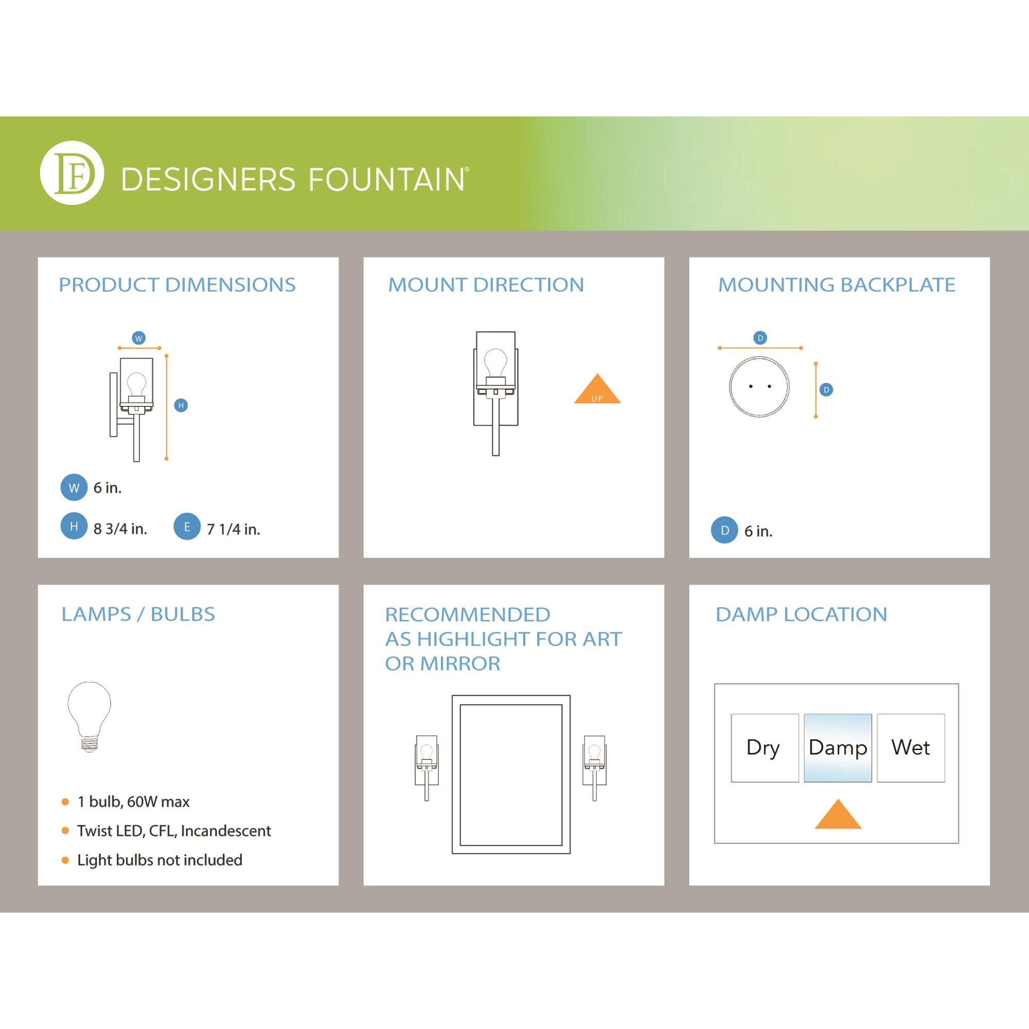 Designers Fountain Matteson 8 Inch Wall Sconce