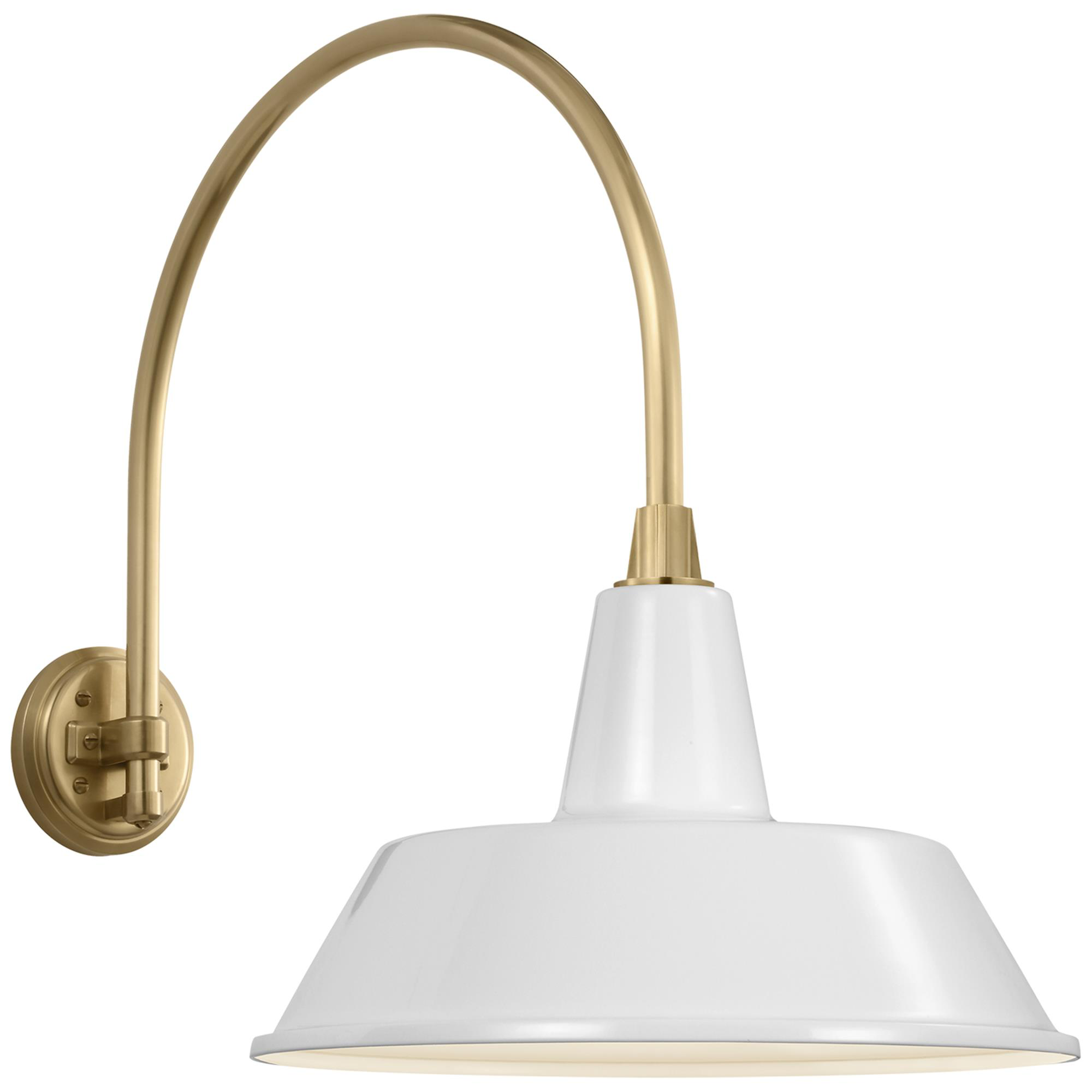 Shown in Hand-Rubbed Antique Brass finish and White Bowers shade