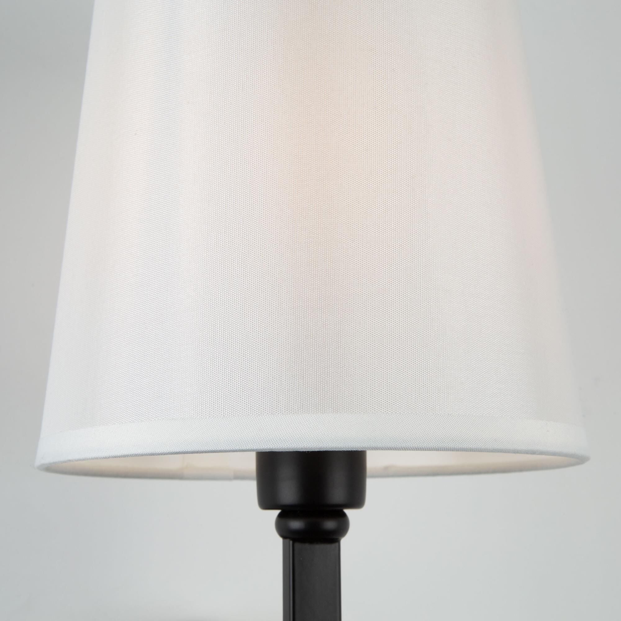 Shown in Black finish and White Linen shade