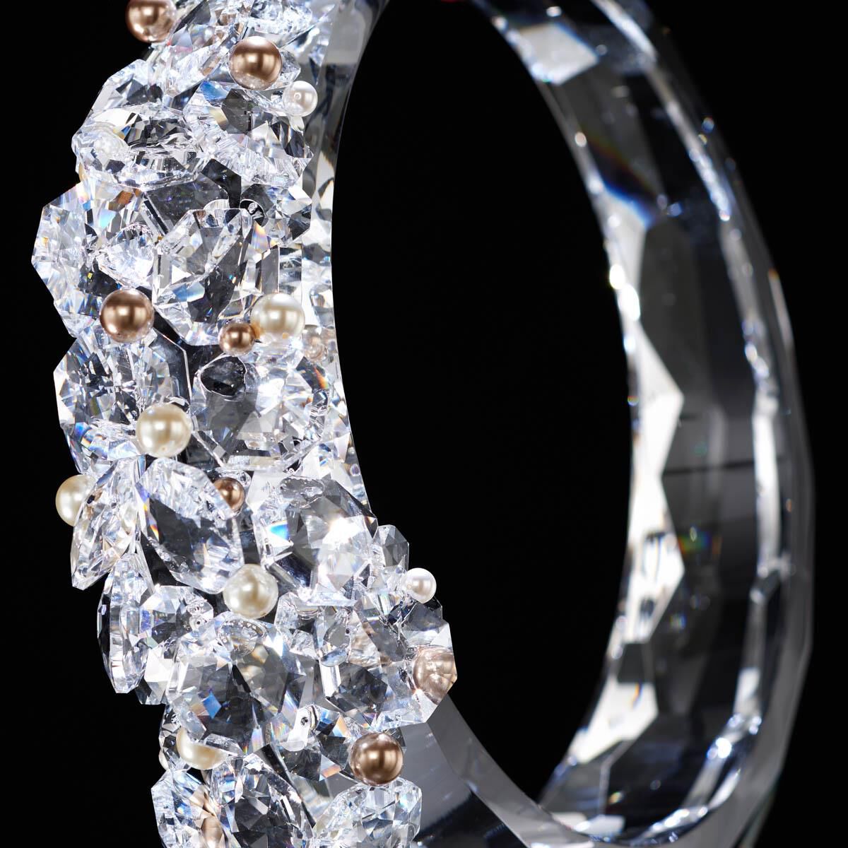 Shown in Polished Chrome With Red Rope finish and Radiance crystal and Crystal glass