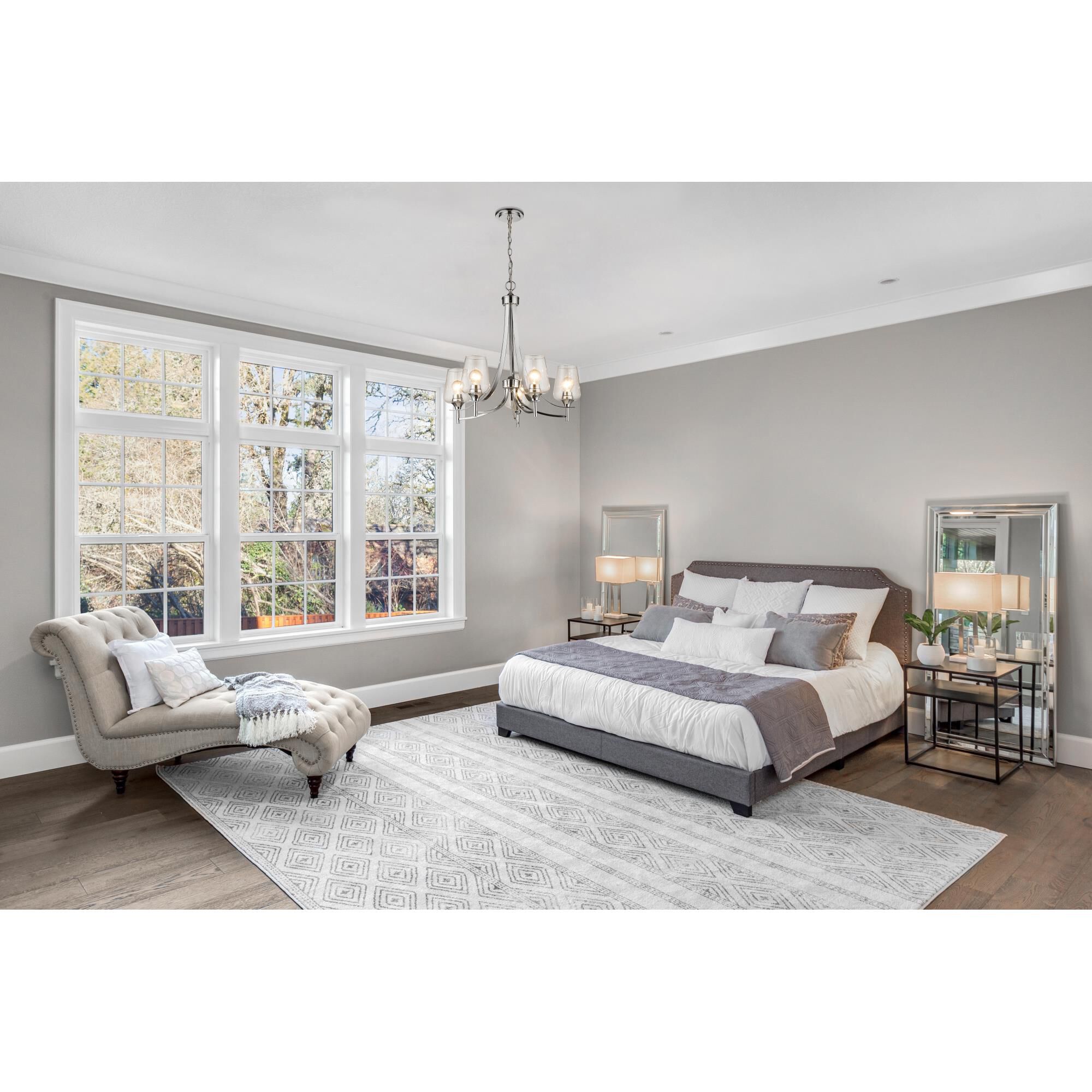 Shown in Chrome finish and Clear glass and No Shade shade