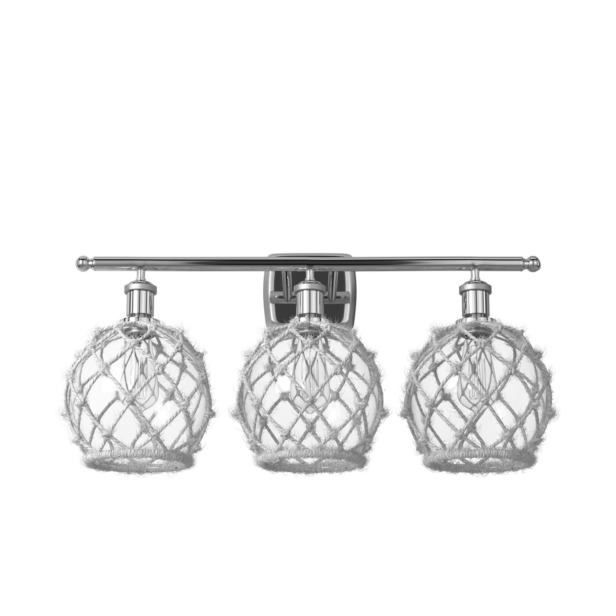 Shown in Polished Chrome finish and Clear With White Rope glass