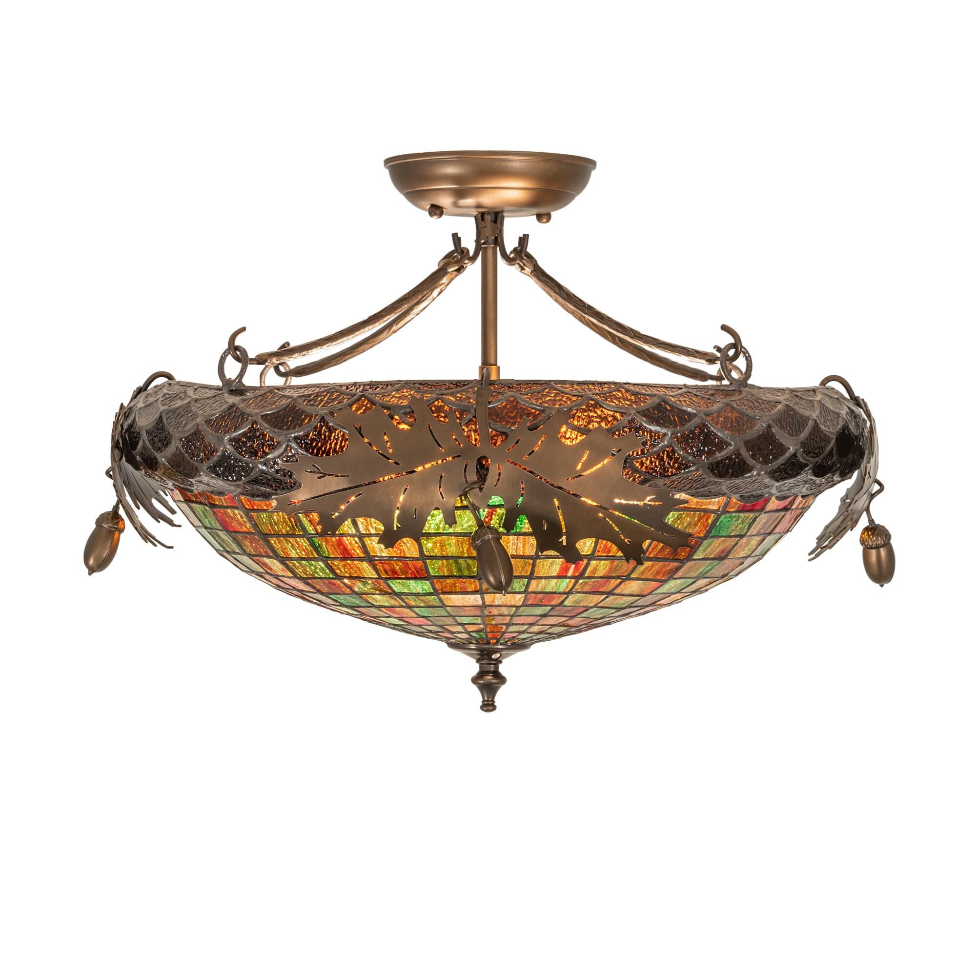 Greenbriar Oak 21 Inch 2 Light Semi Flush Mount by Meyda Lighting