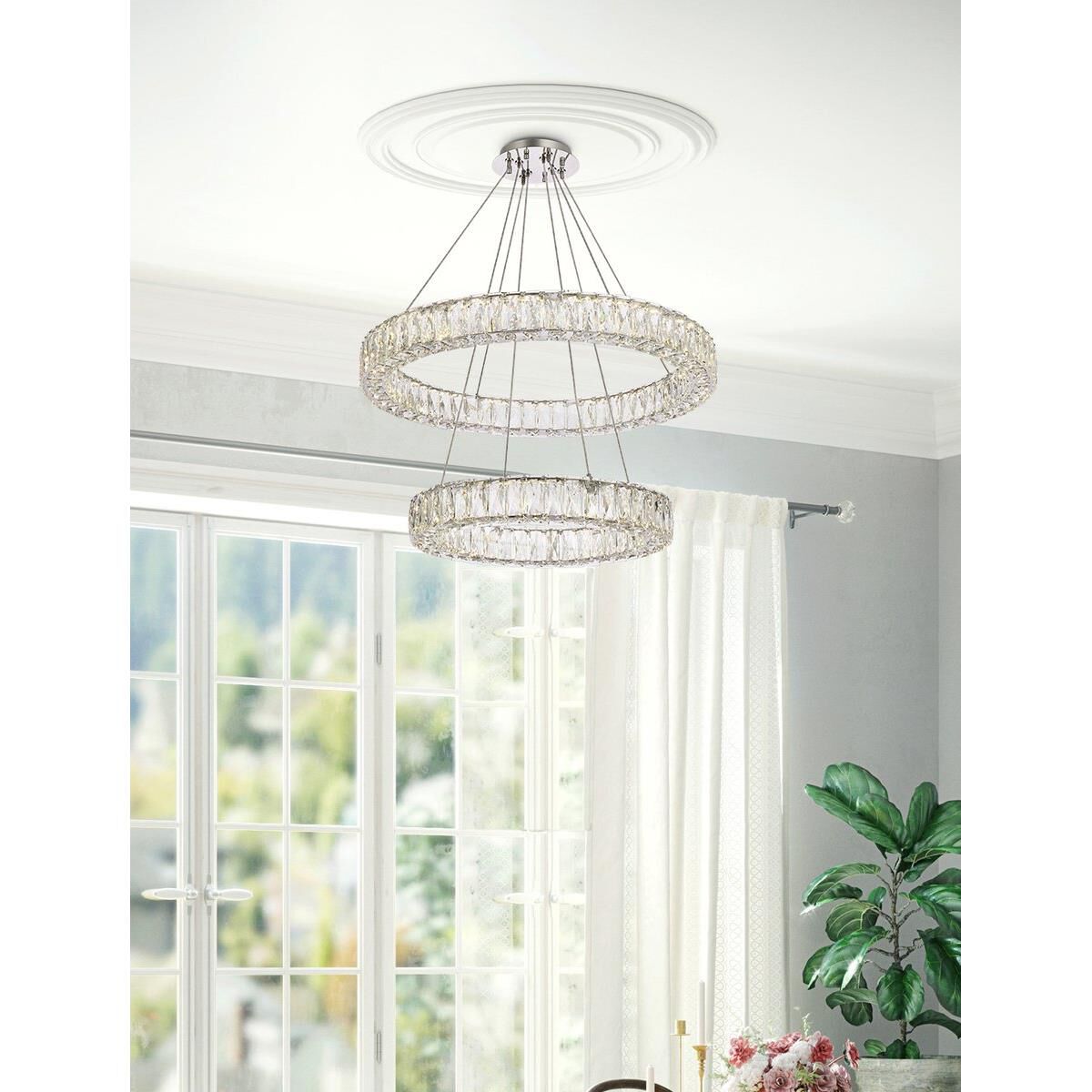 Monroe 28 Inch 2 Light LED Chandelier by Elegant Lighting