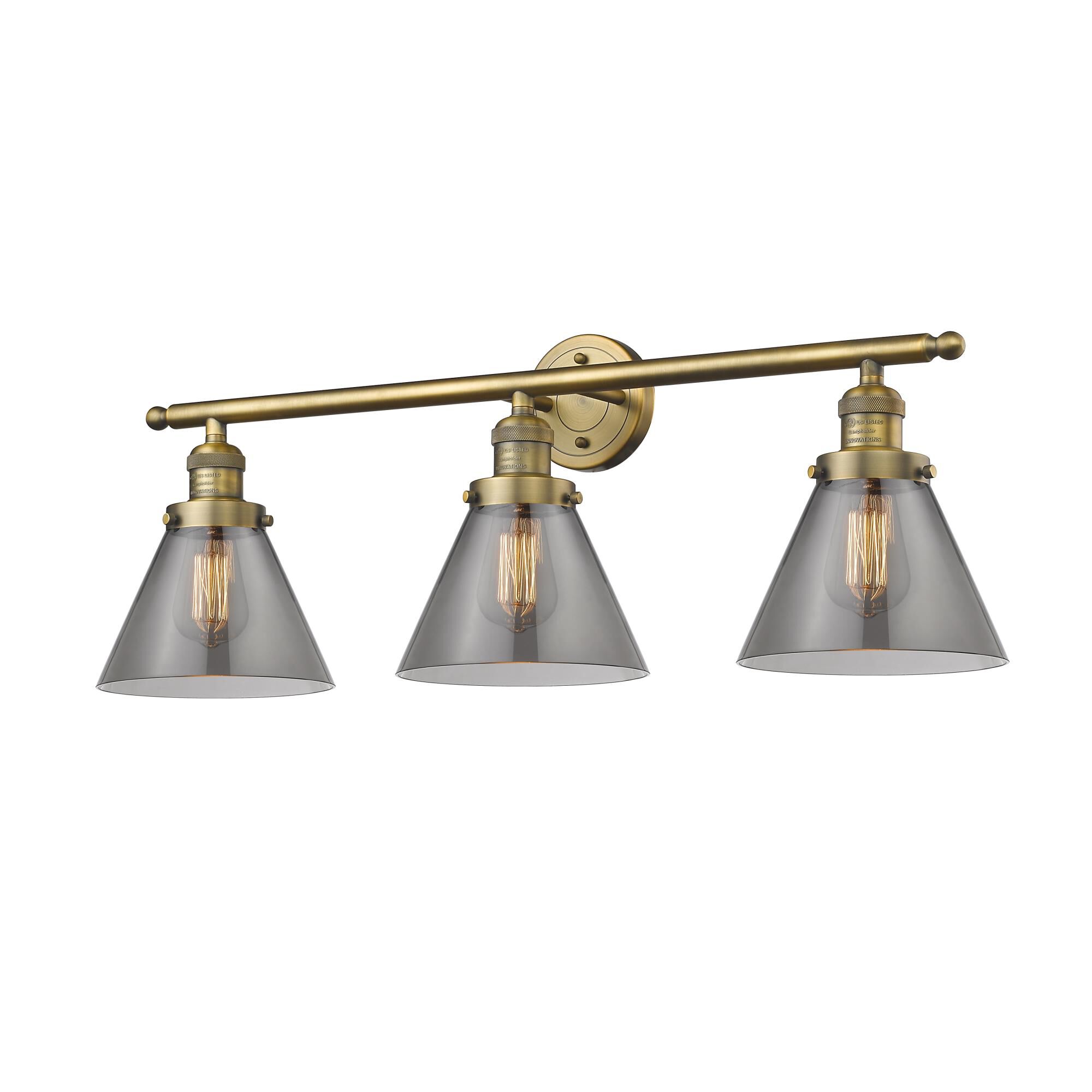 Shown in Brushed Brass finish and Smoked glass