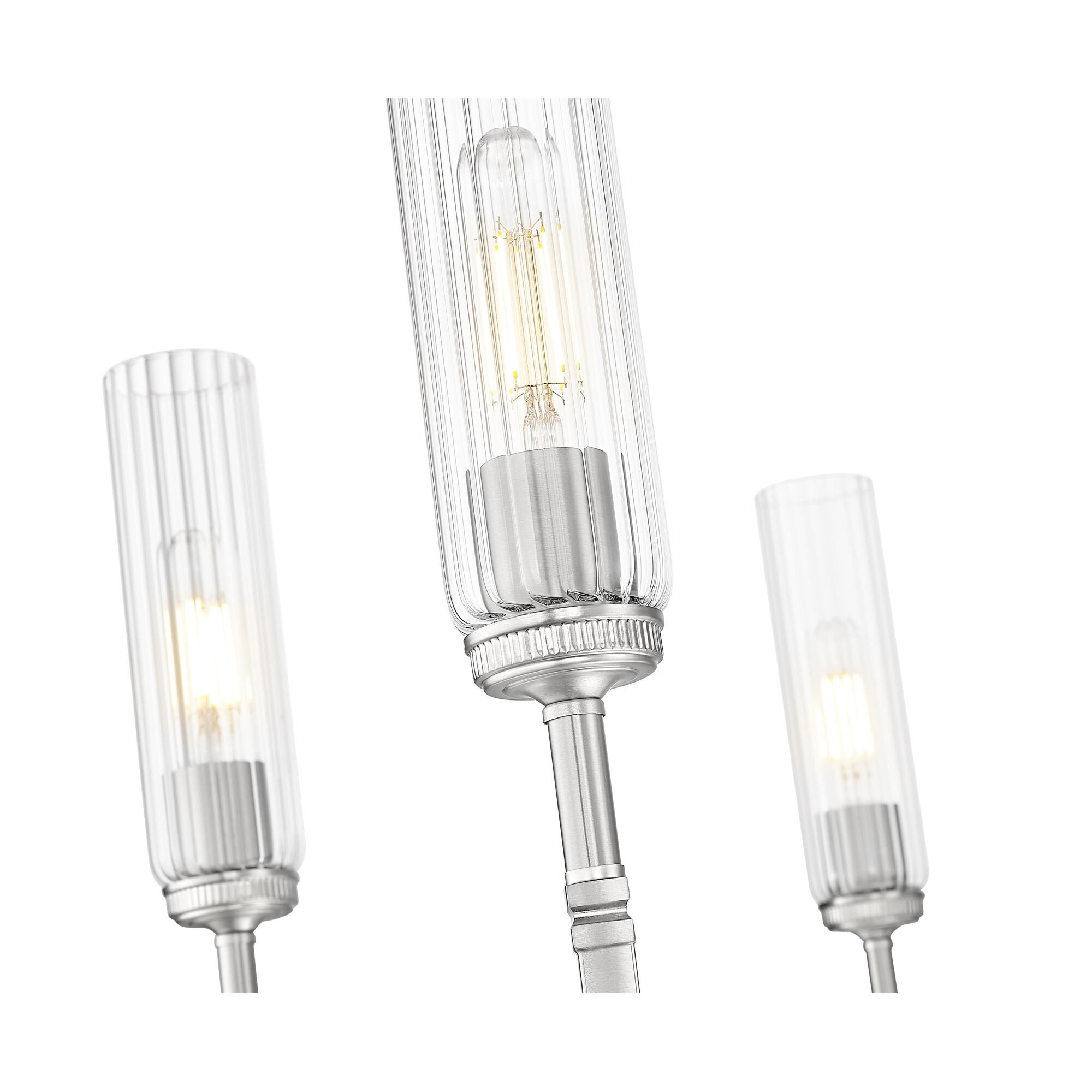 Shown in Brushed Nickel finish and Clear glass