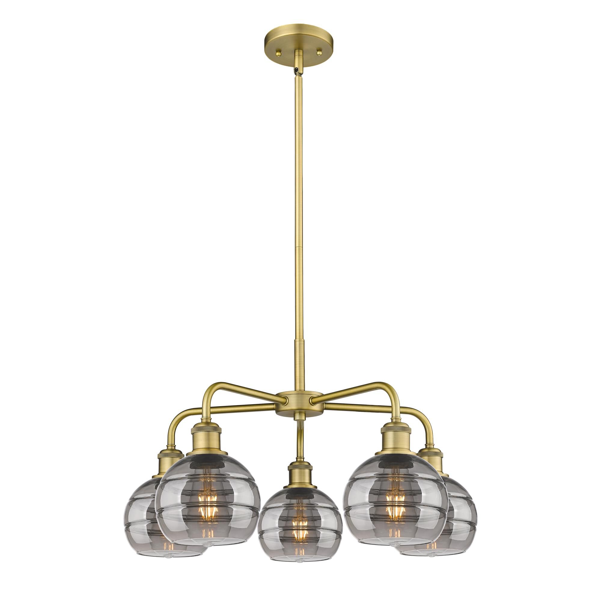 Shown in Brushed Brass finish and Light Smoke glass