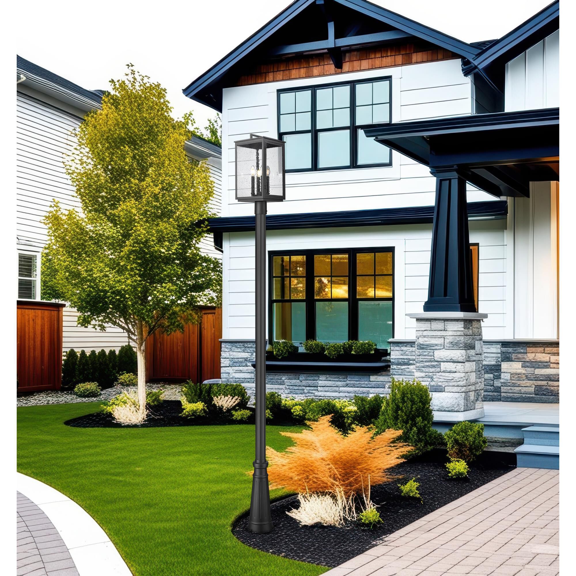 Shown in Sand Black finish and Clear Seedy glass and Clear Seedy shade