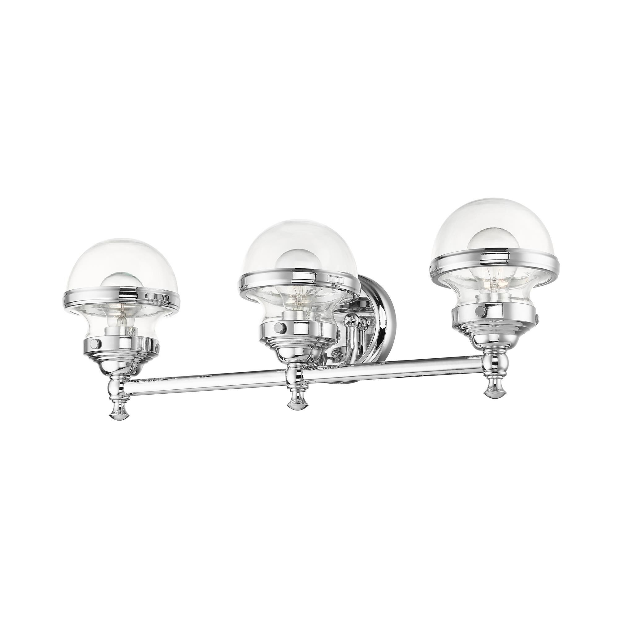 Shown in Polished Chrome finish and Hand Blown Clear glass and Hand Blown Clear Glass shade
