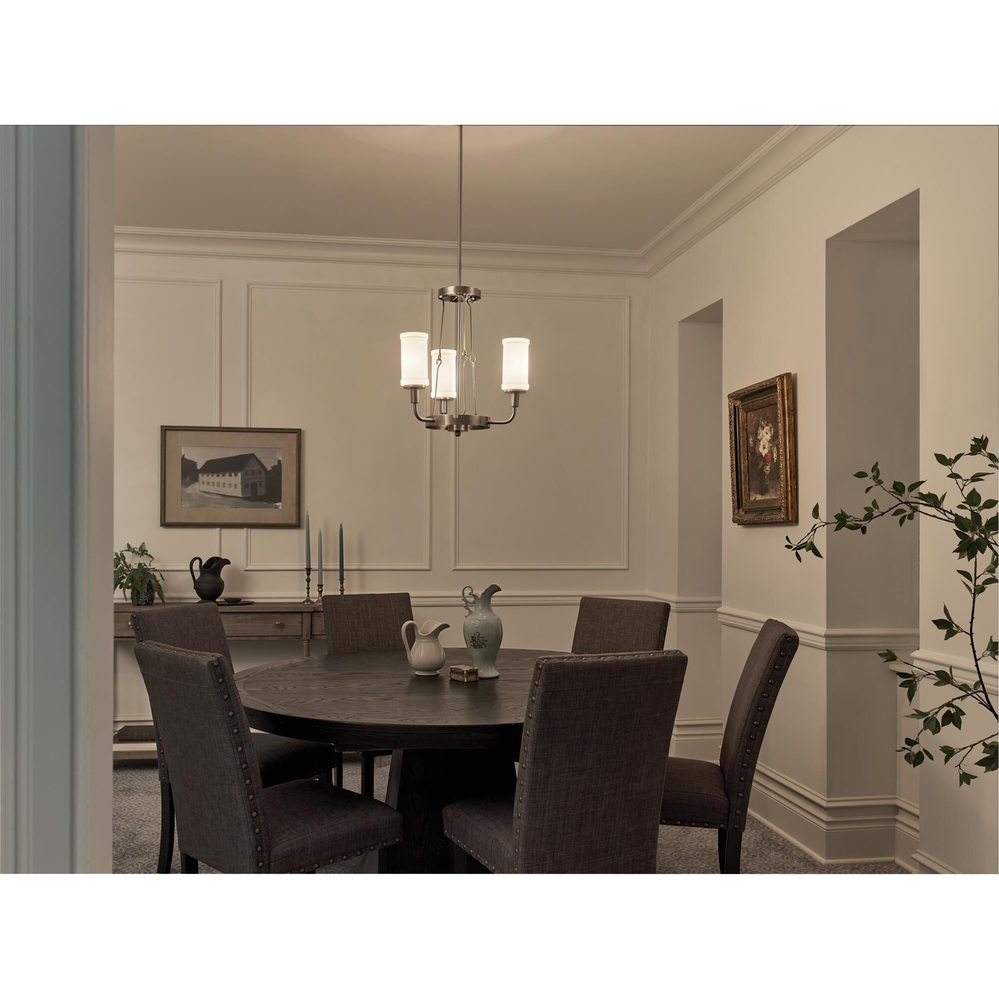 Shown in Classic Pewter finish and Opal glass