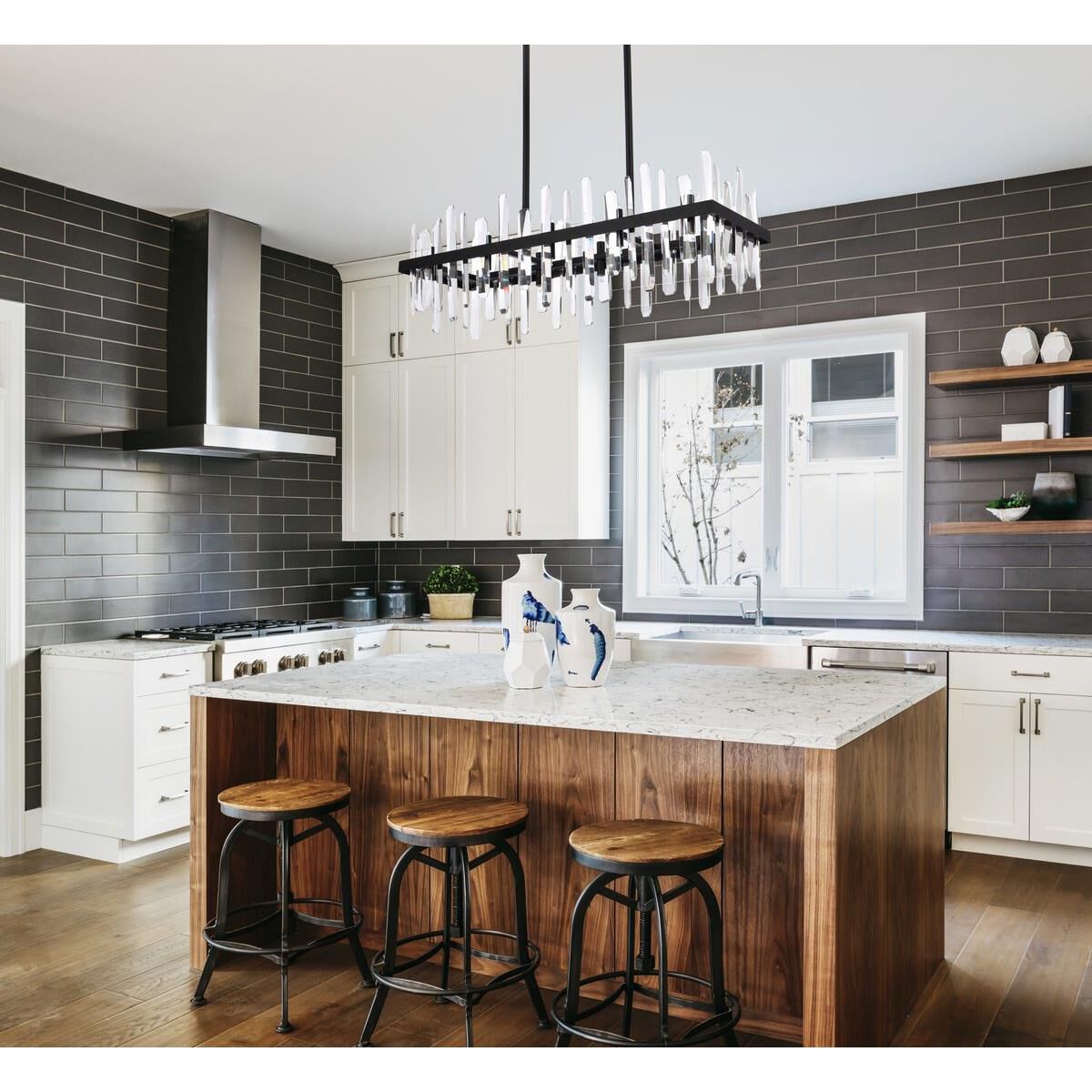 Serena 36 Inch 20 Light Linear Suspension Light by Elegant Lighting