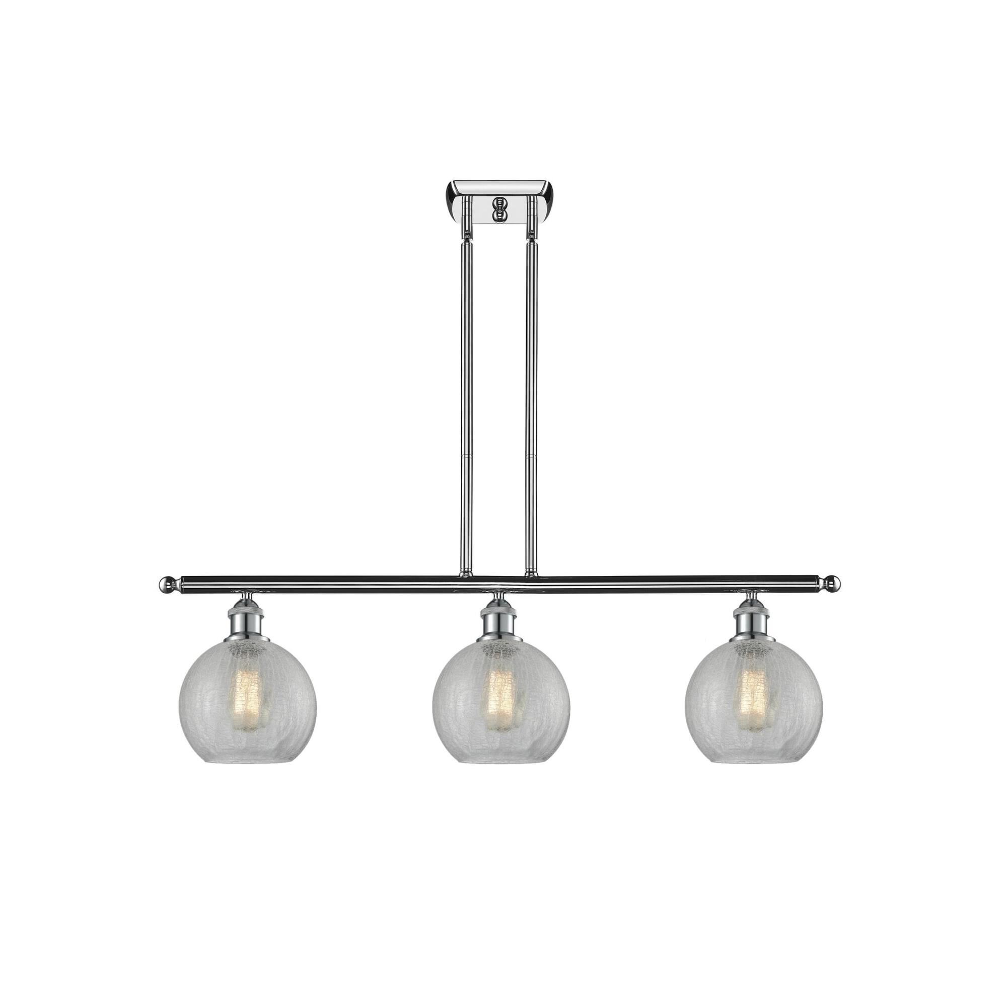 Shown in Polished Chrome finish and Clear Crackle Globe glass 