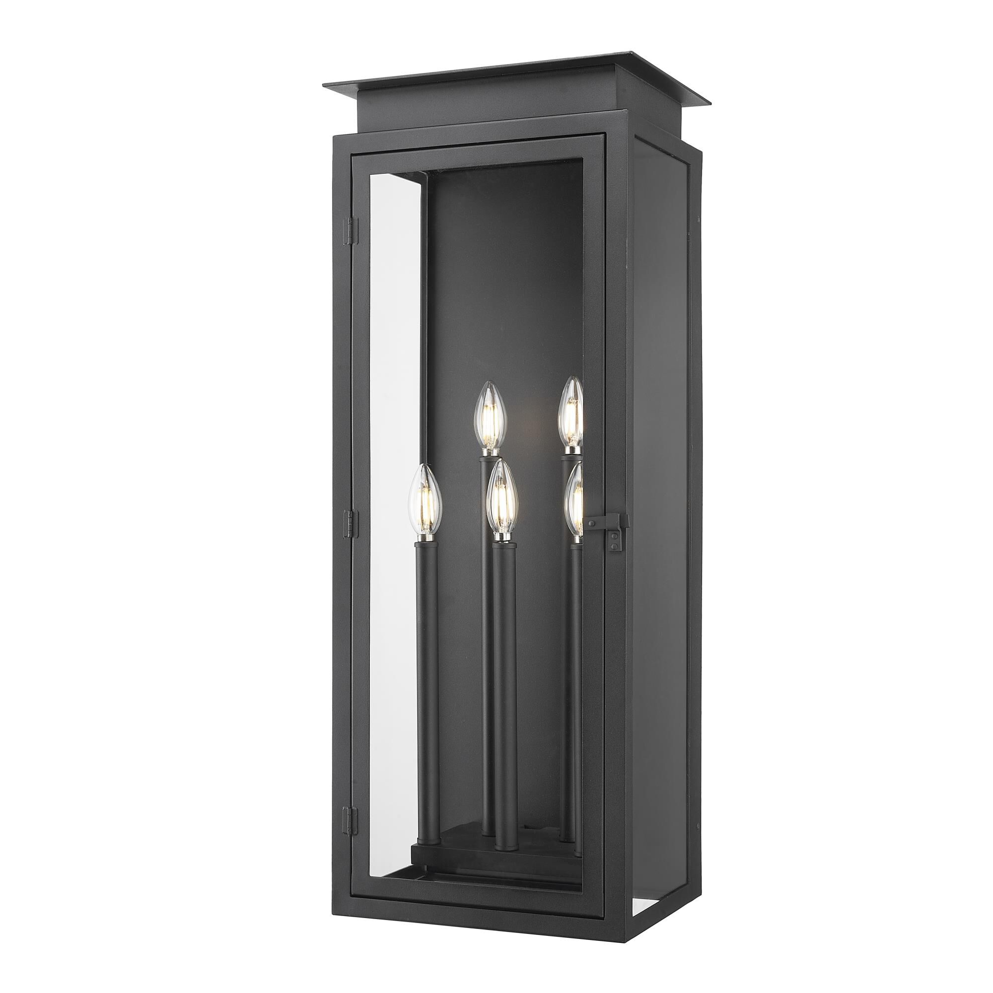 Shown in Black finish and Clear glass and Clear shade