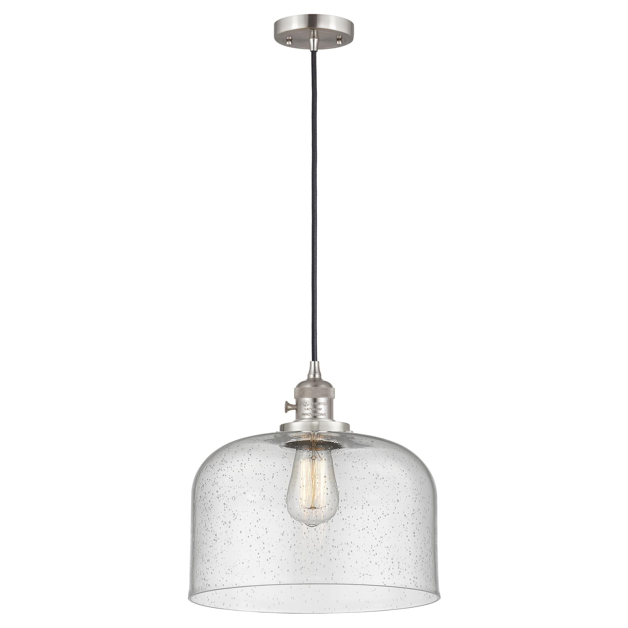 Shown in Brushed Satin Nickel finish and Seedy glass