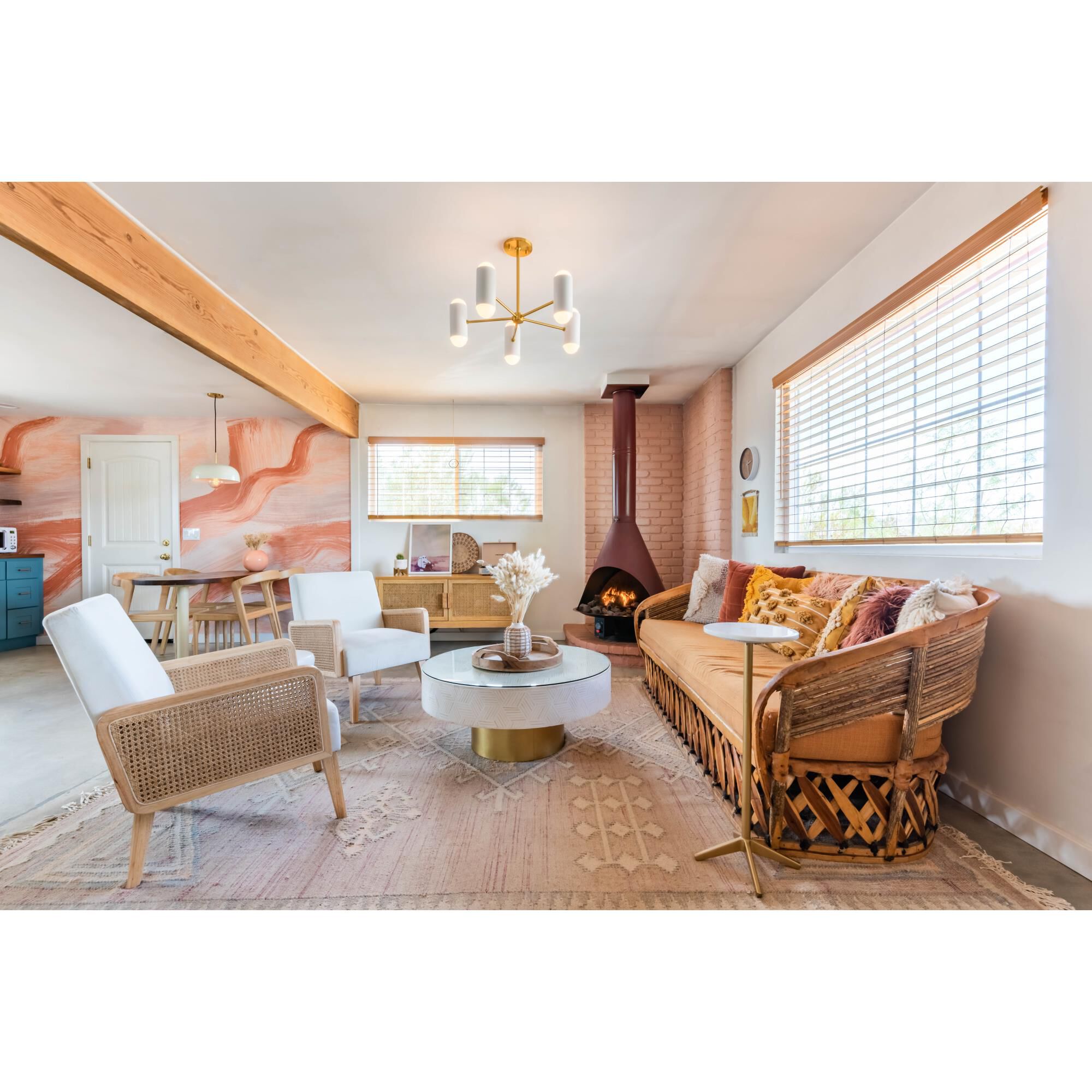 Shown in Aged Brass And Soft White Combo finish