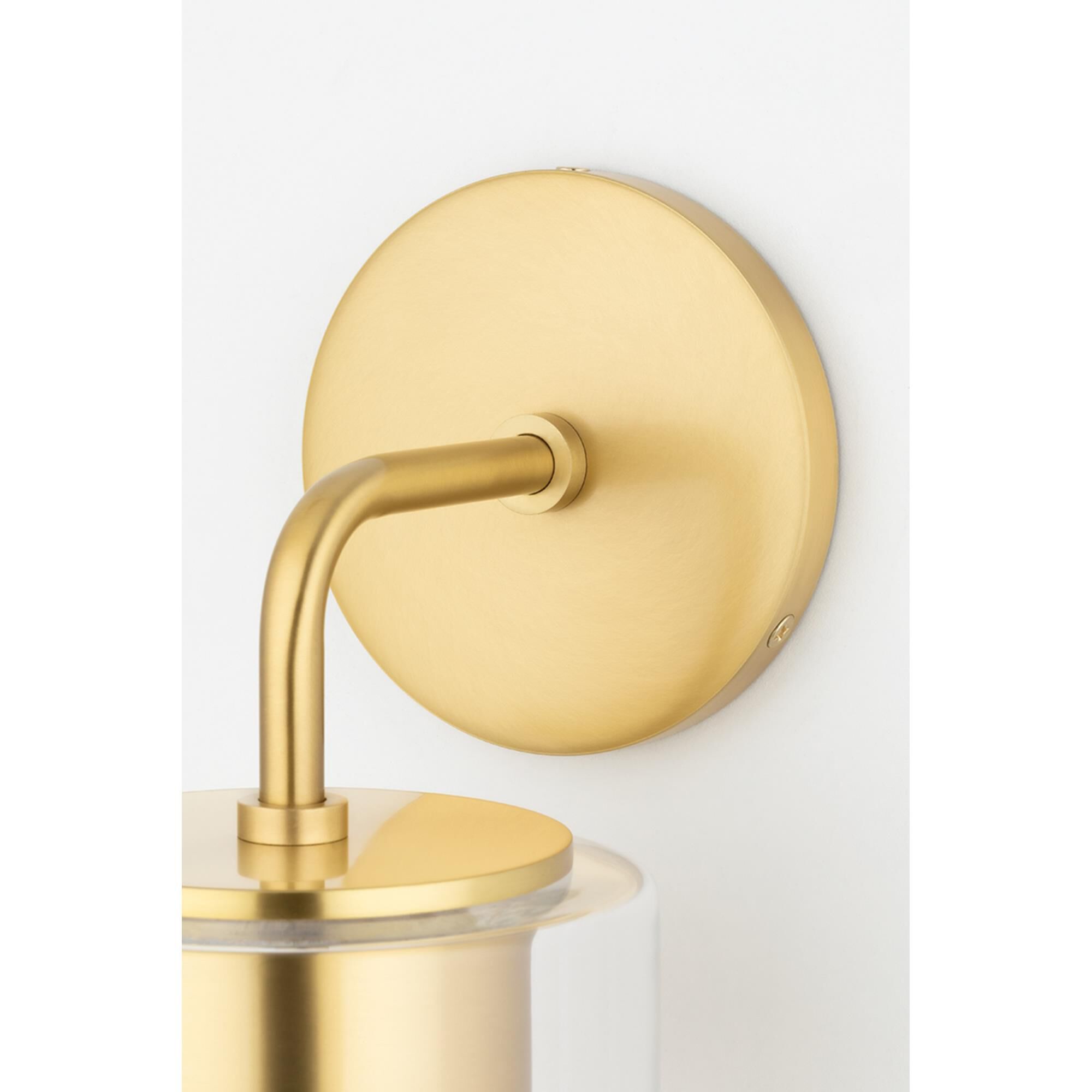 Shown in Aged Brass finish and Clear glass