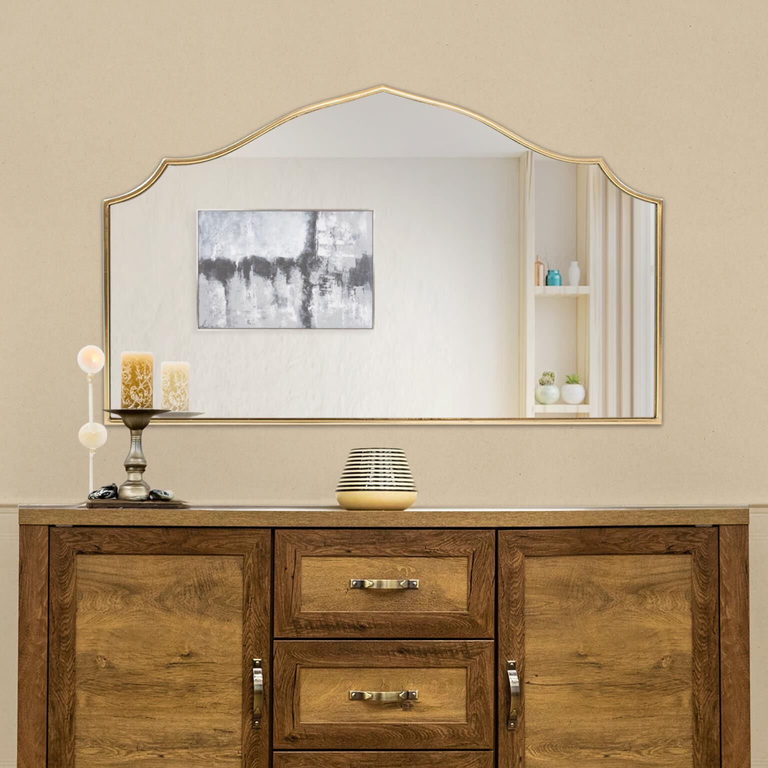 Golden Sultana Mantel Decorative Mirror by Howard Elliott Collection