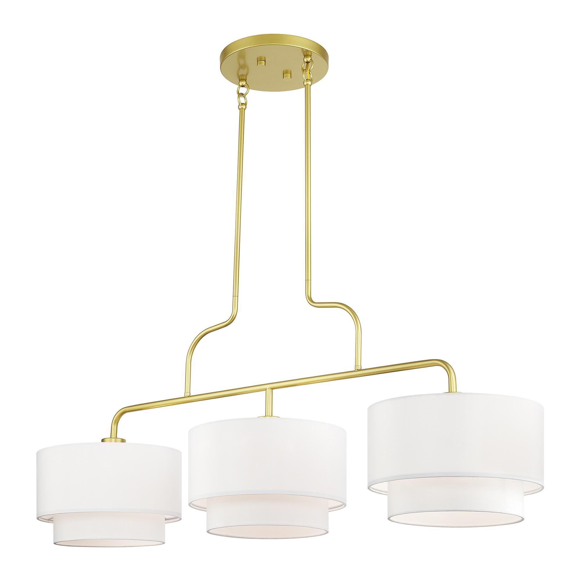 Shown in Soft Gold finish and Hand Crafted Off-White Fabric Hardbacks with White Fabric Inside shade