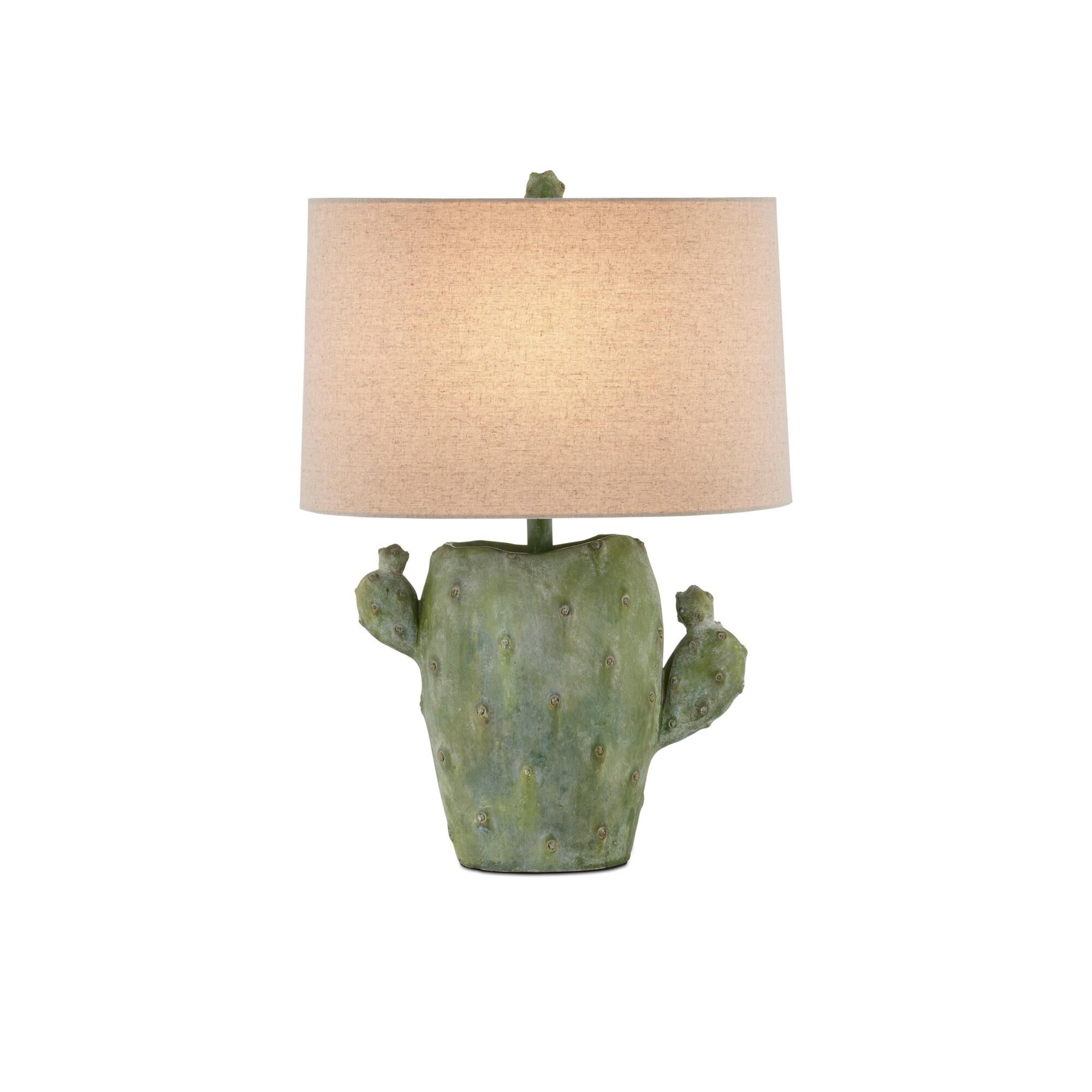 Shown in Antiqued Green finish and Natural Linen shade