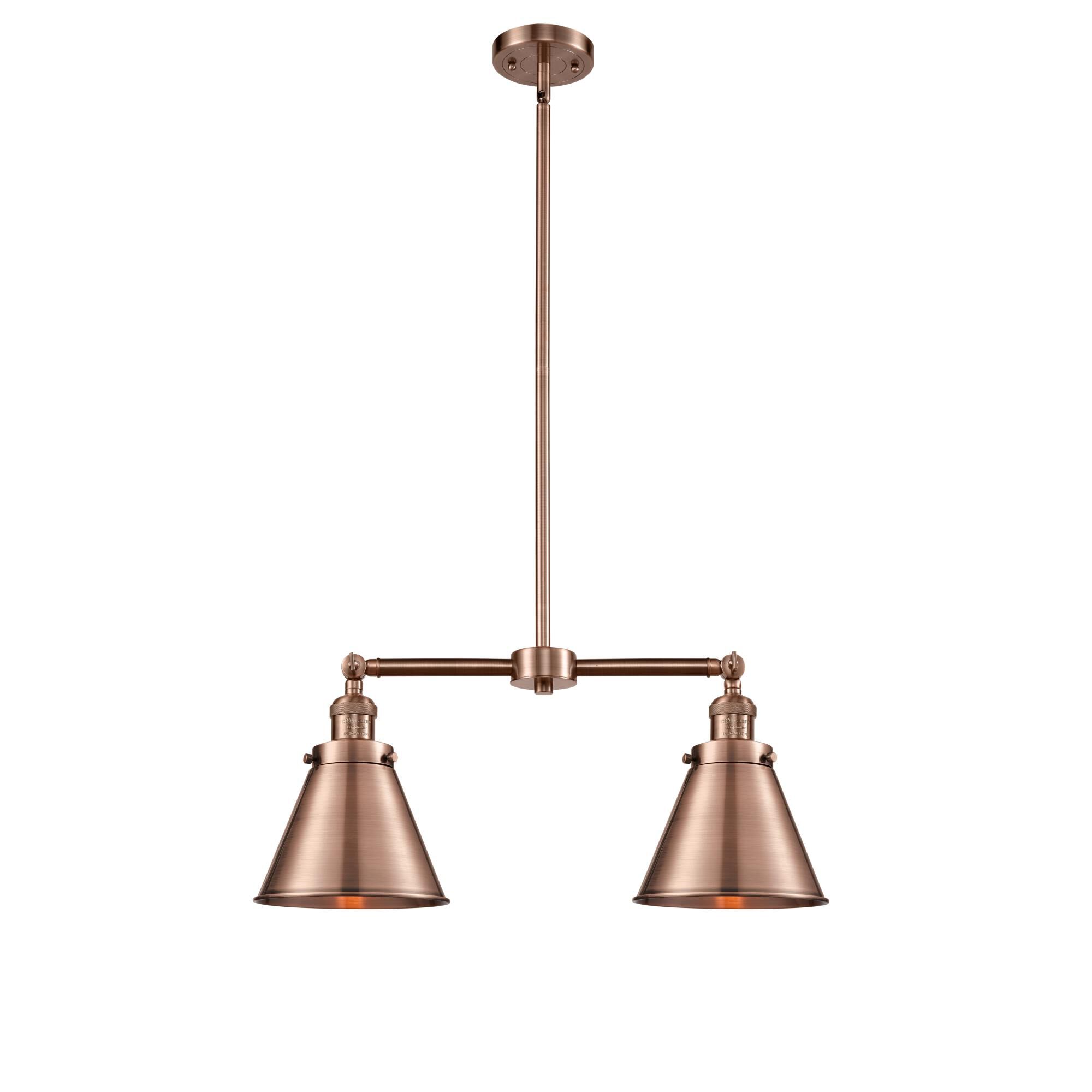Shown in Antique Copper finish and Metal - Antique Copper - Cone shade