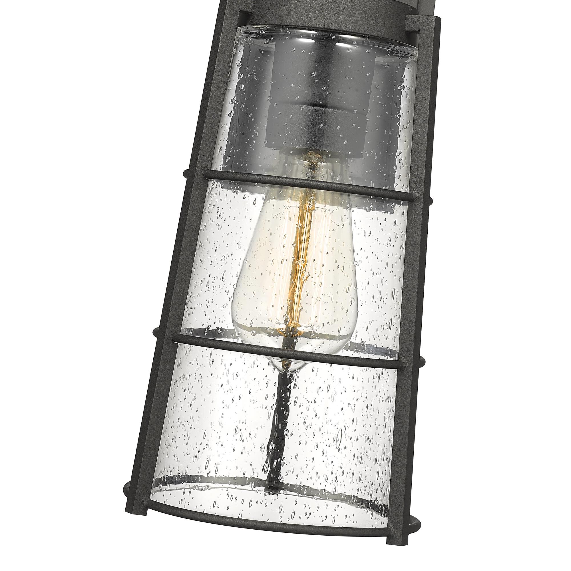 Shown in Black finish and Glass shade