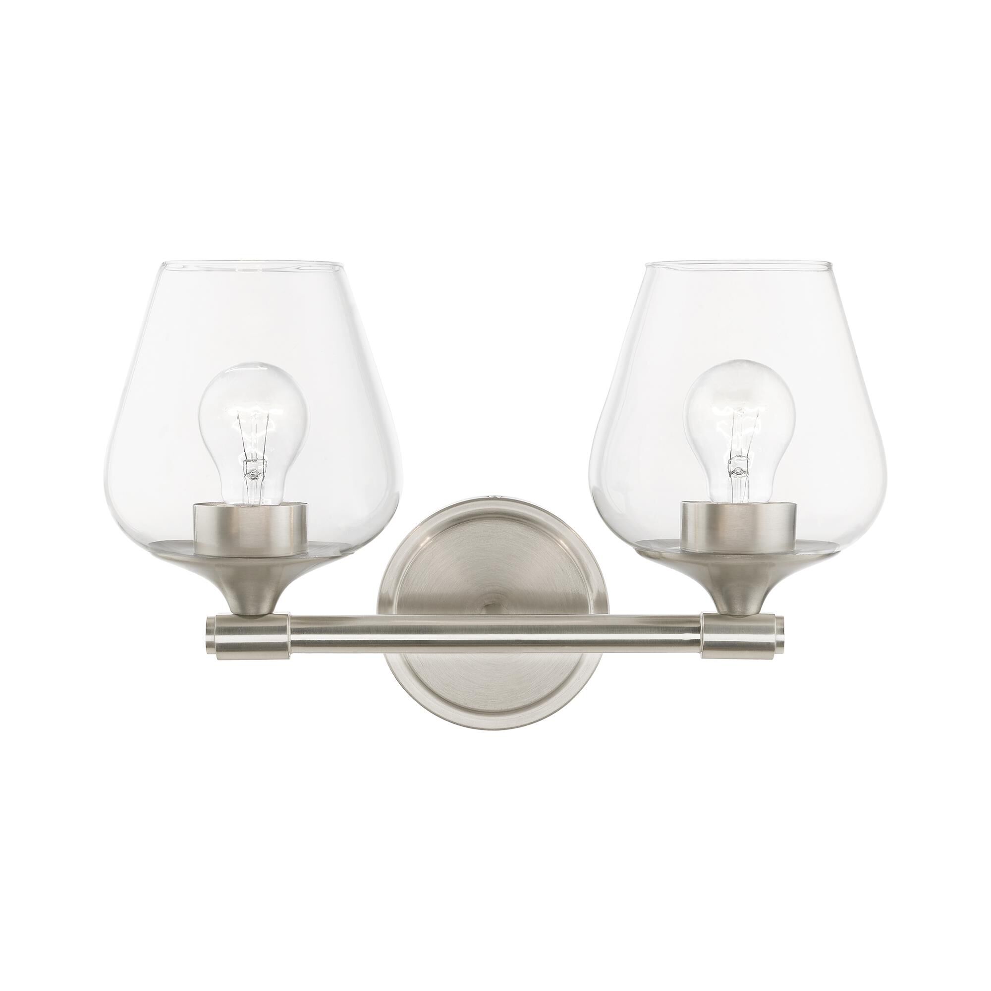Shown in Brushed Nickel finish and Clear glass