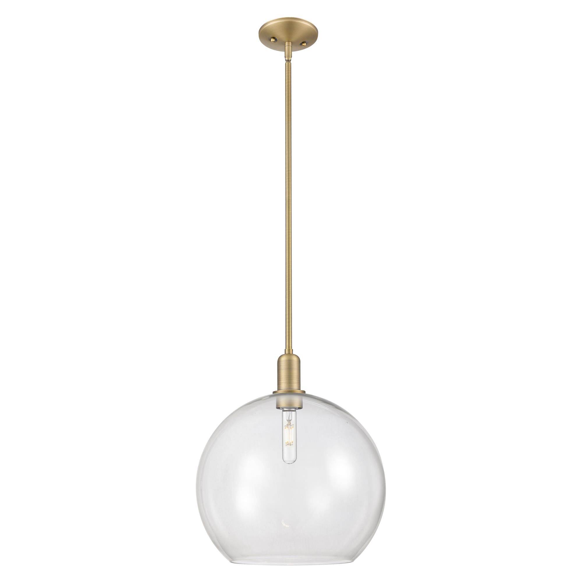 Shown in Brushed Brass finish and Clear glass