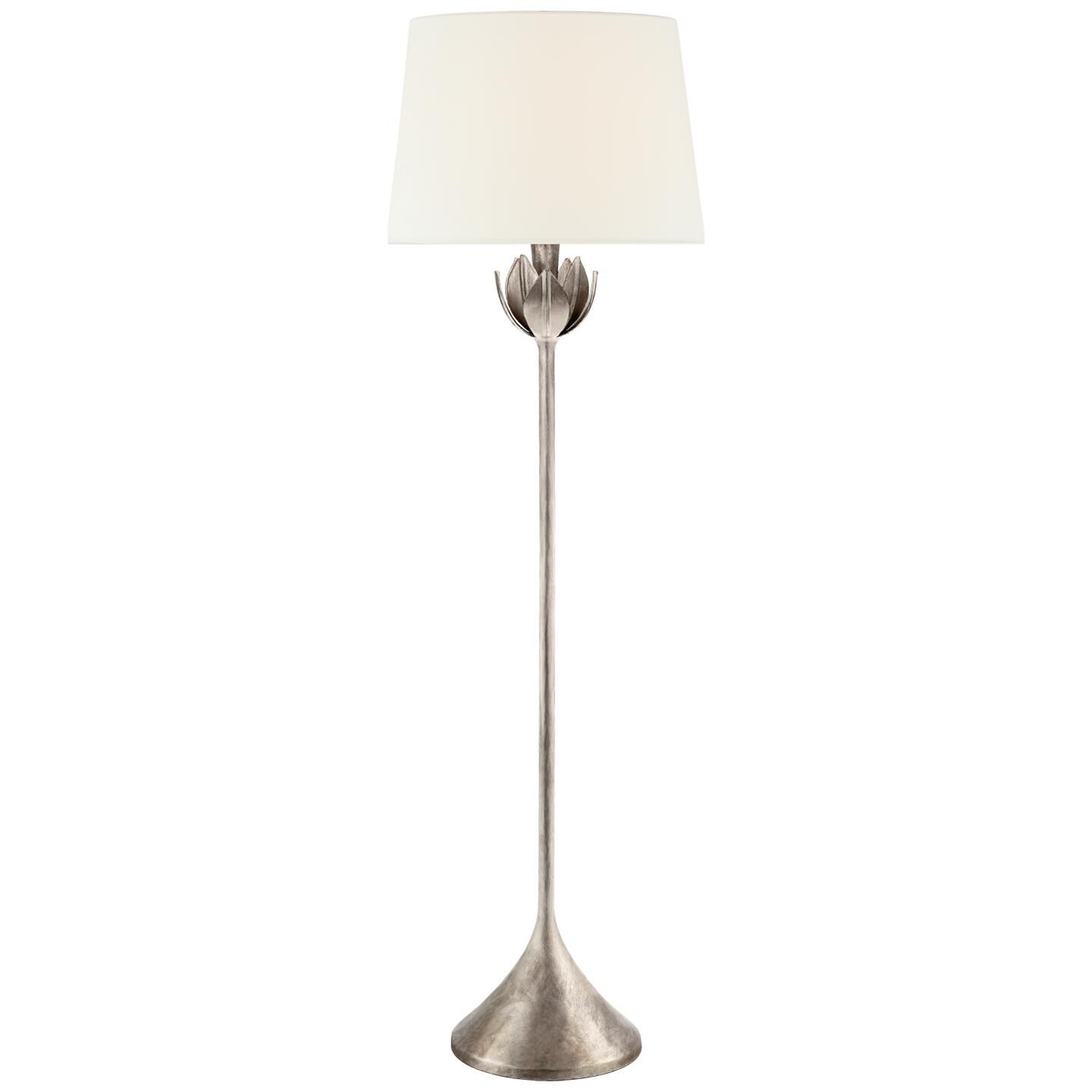 Shown in Burnished Silver Leaf finish and Linen shade
