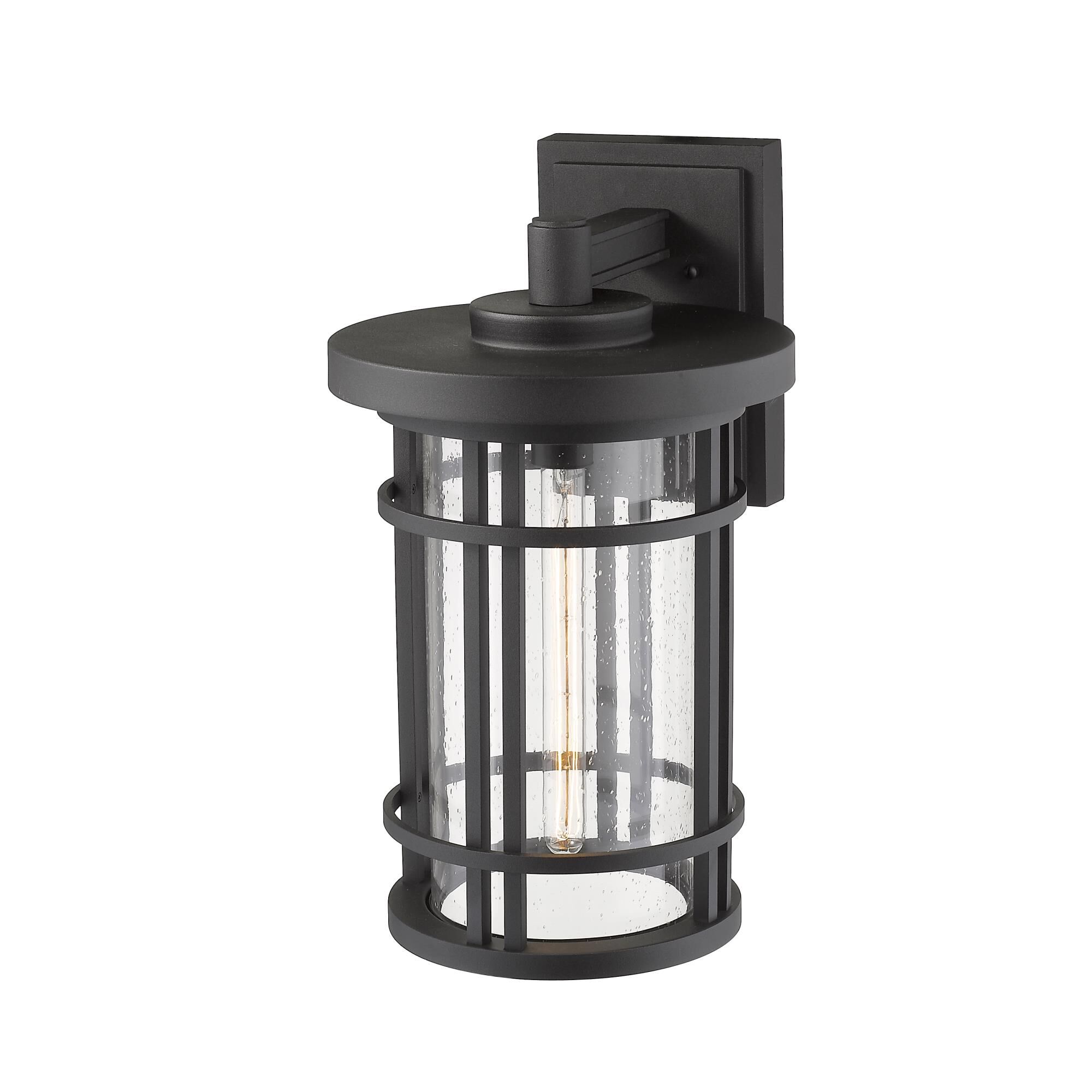 Shown in Black finish and Glass shade