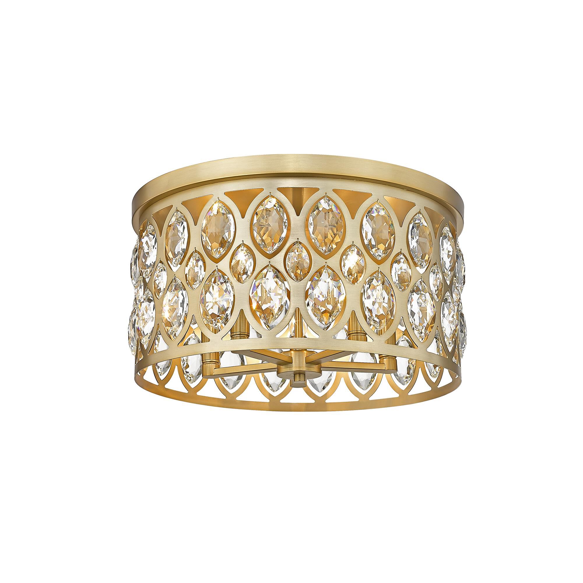Shown in Heirloom Brass finish and Clear Crystal glass