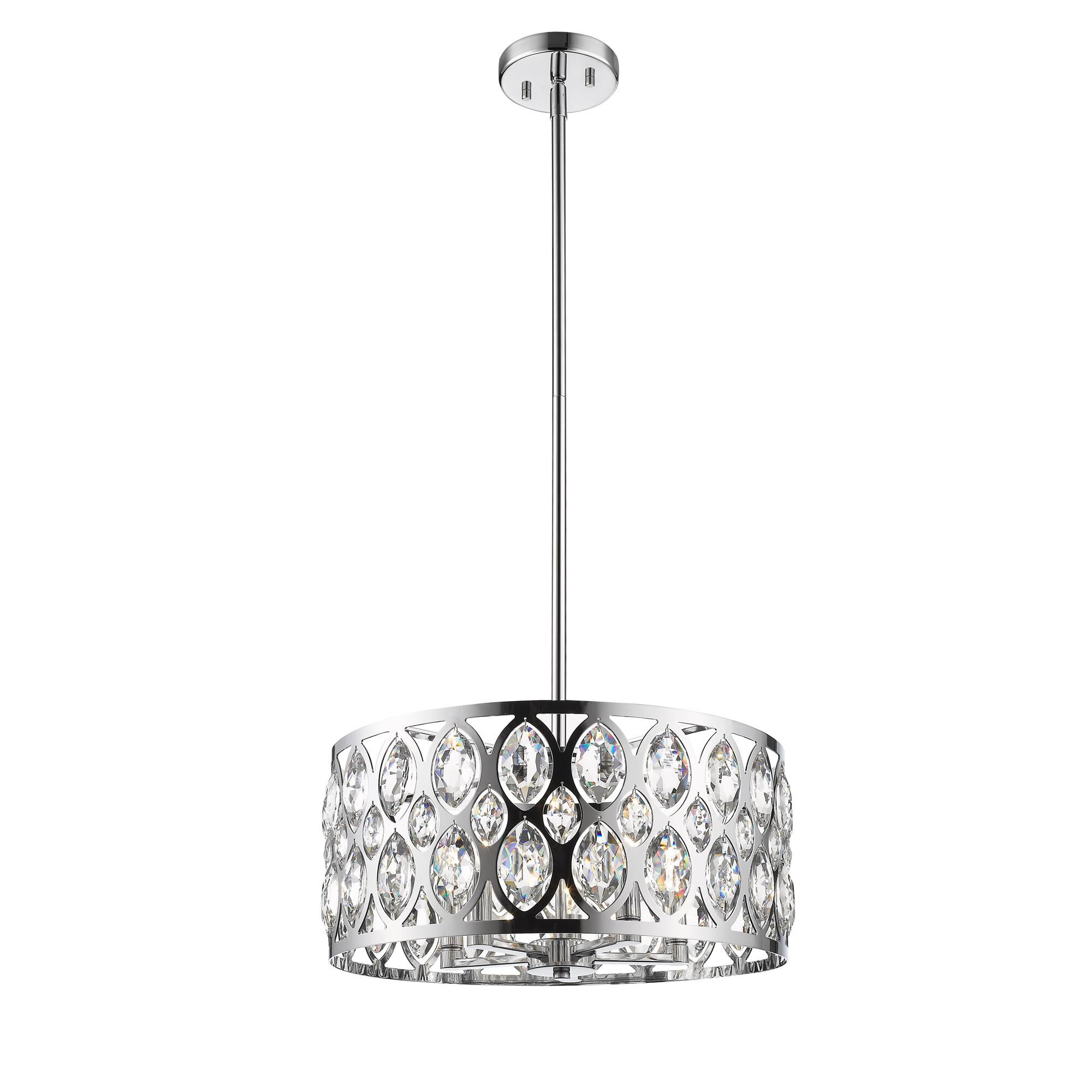 Shown in Chrome finish and Crystal glass and Crystal shade