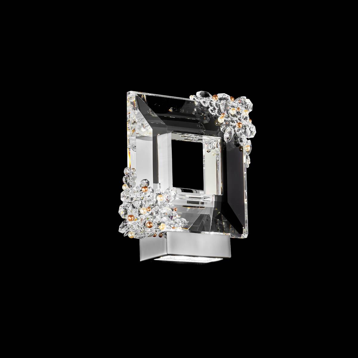 Shown in Polished Chrome finish and Radiance crystal and Crystal glass