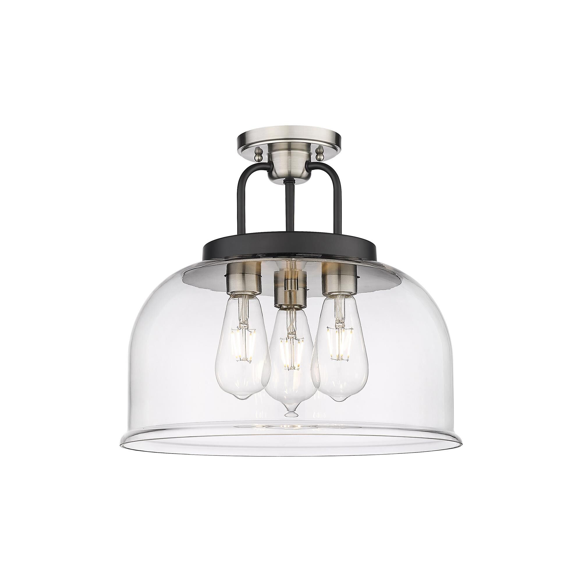 Shown in Black Satin Nickel finish and Clear glass