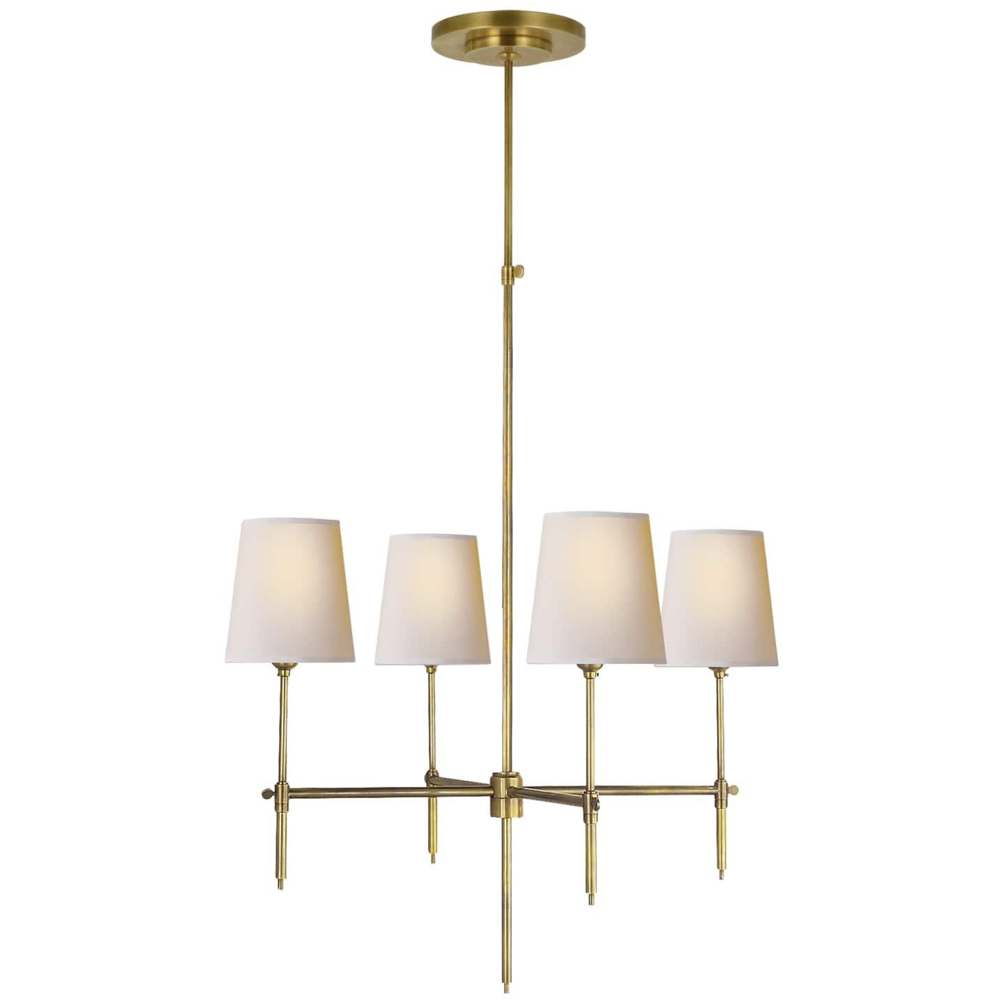 Shown in Hand-Rubbed Antique Brass finish and Natural Paper shade 