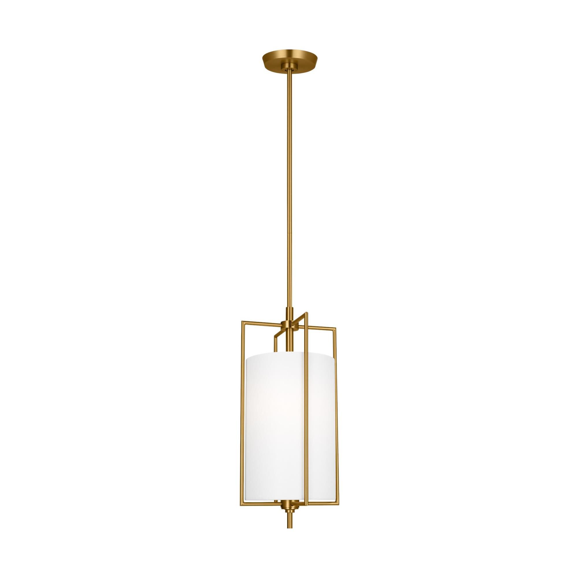 Shown in Burnished Brass finish and White LinenLinen shade